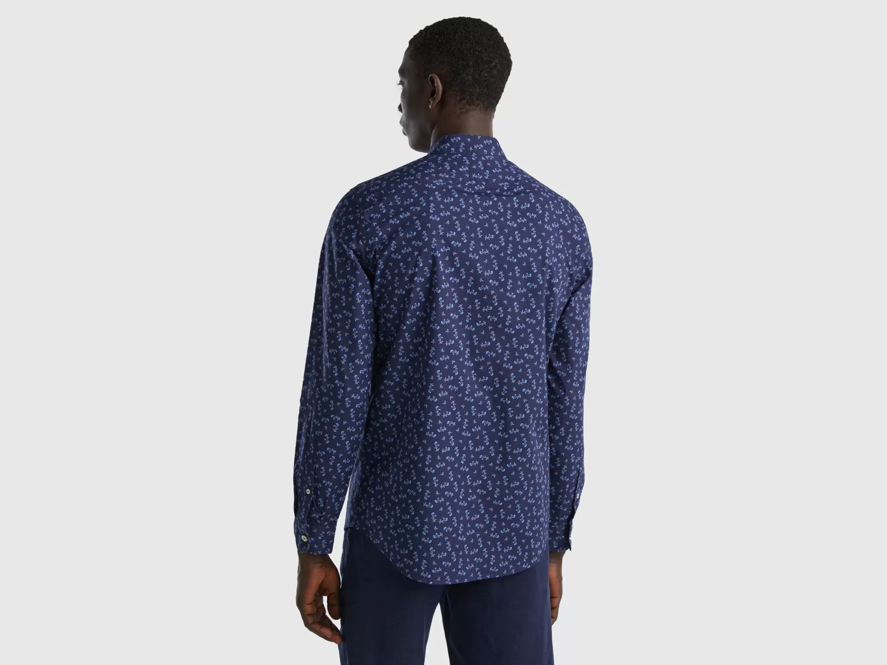 Benetton Camicia Fantasia Slim Fit Blu Online