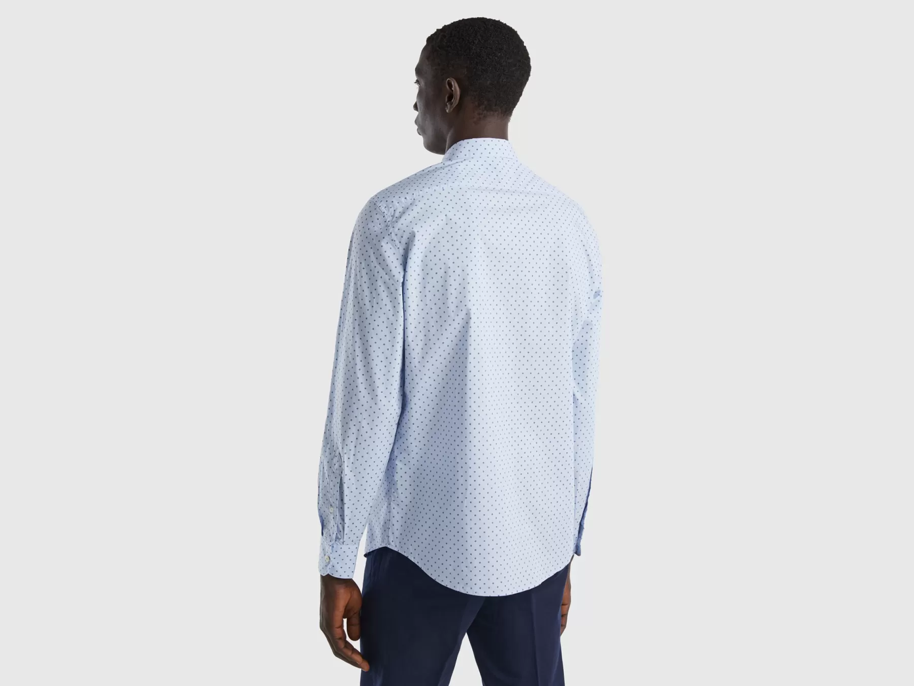 Benetton Camicia Fantasia Slim Fit Azzurro Store