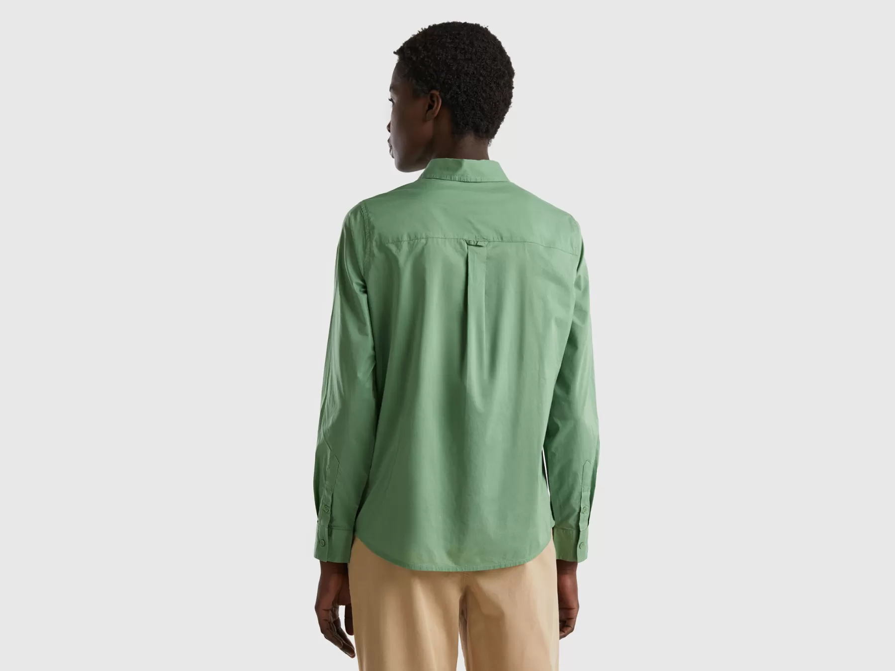 Benetton Camicia In Cotone Leggero Verde Store