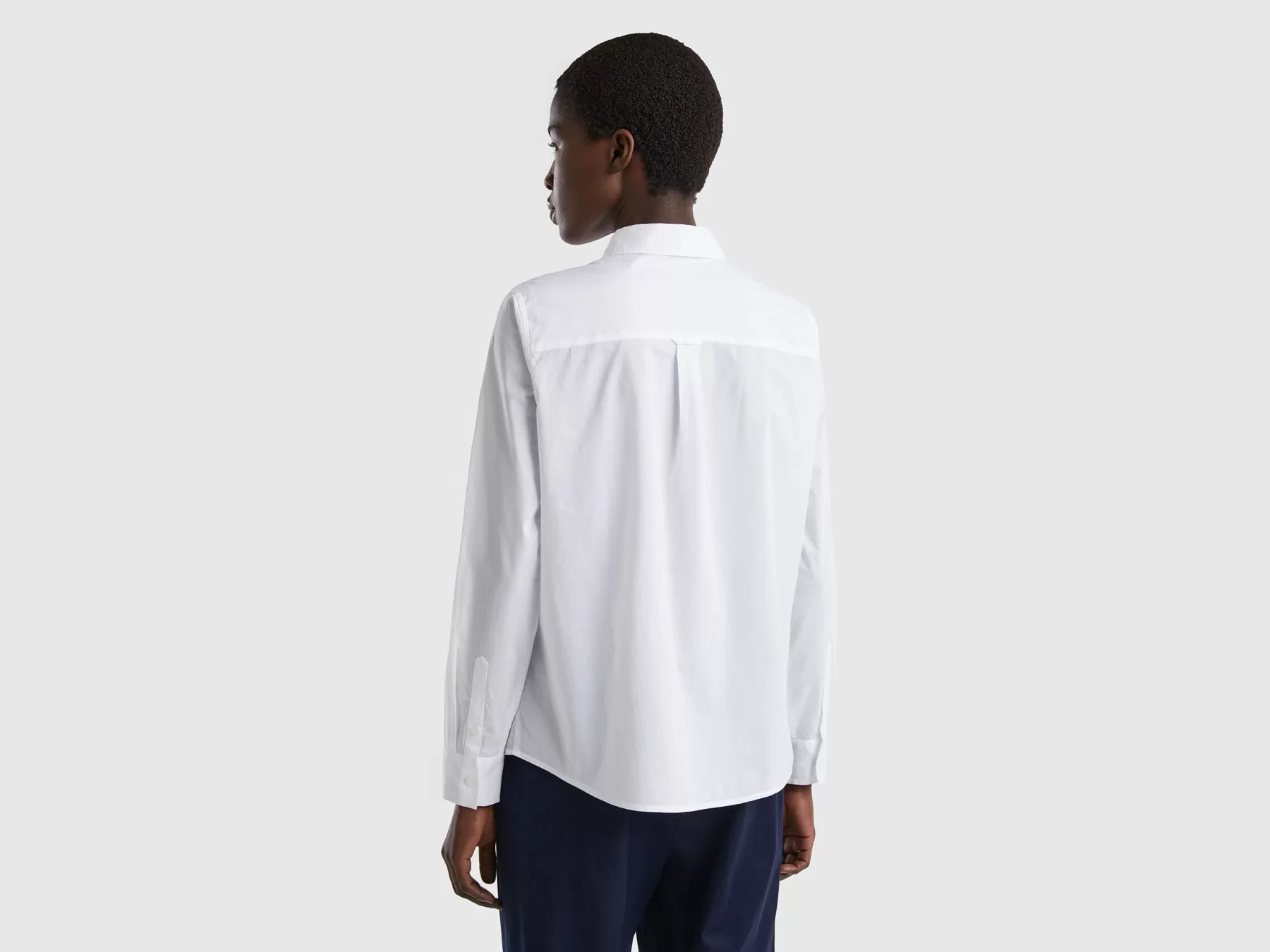 Benetton Camicia In Cotone Leggero Bianco Fashion