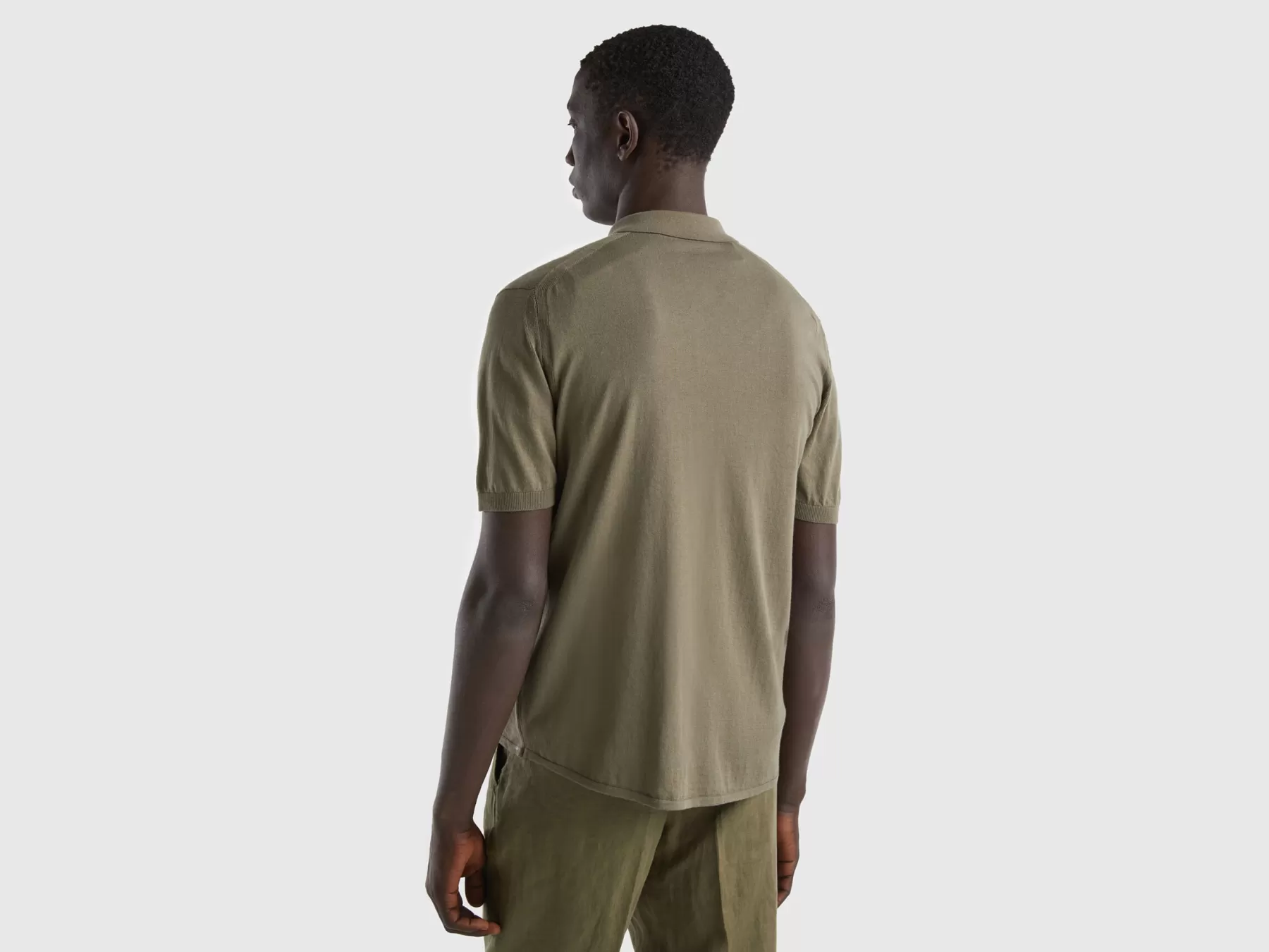 Benetton Camicia In Maglia A Manica Corta Verde Militare Best