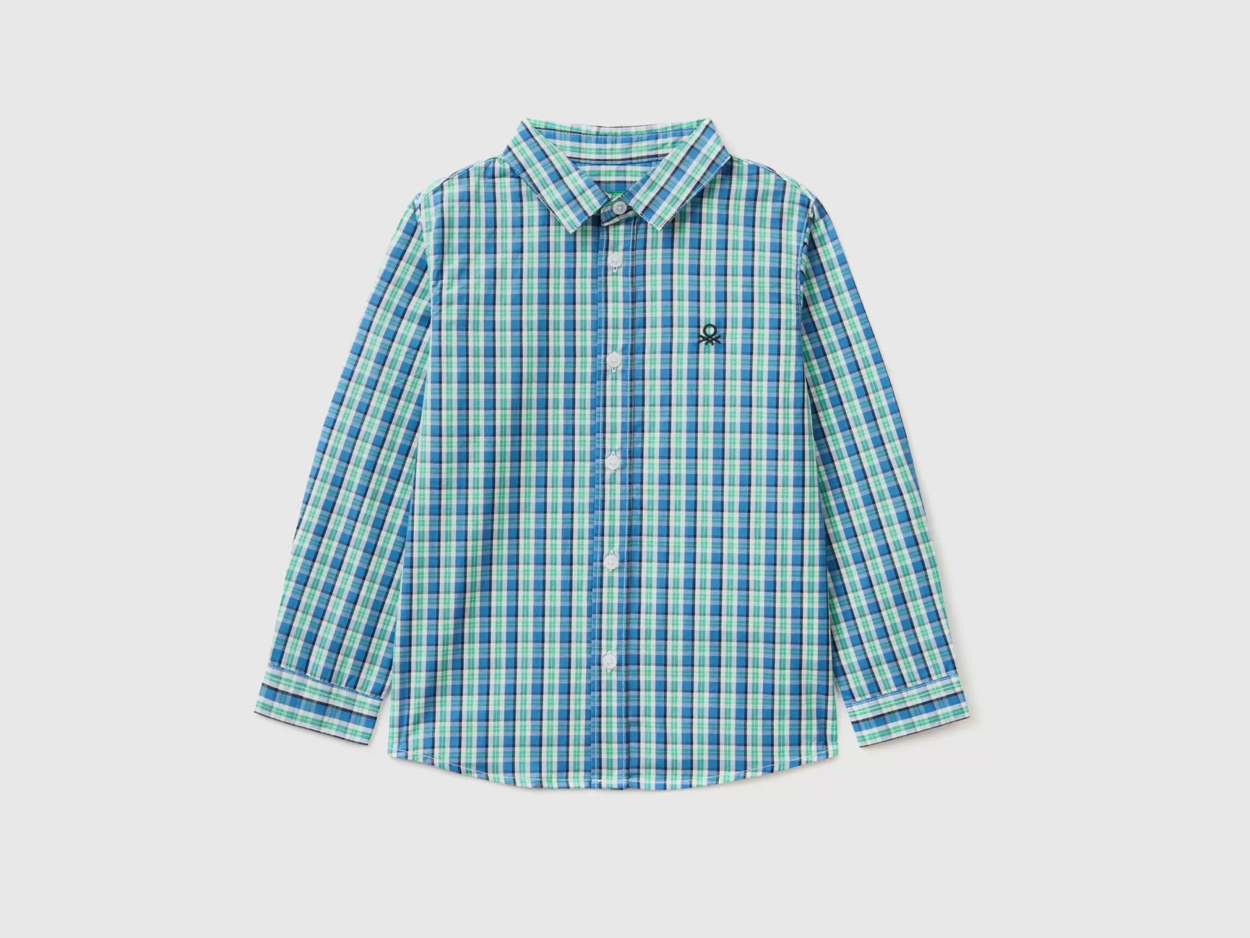 Benetton Camicia In Puro Cotone Verde Online