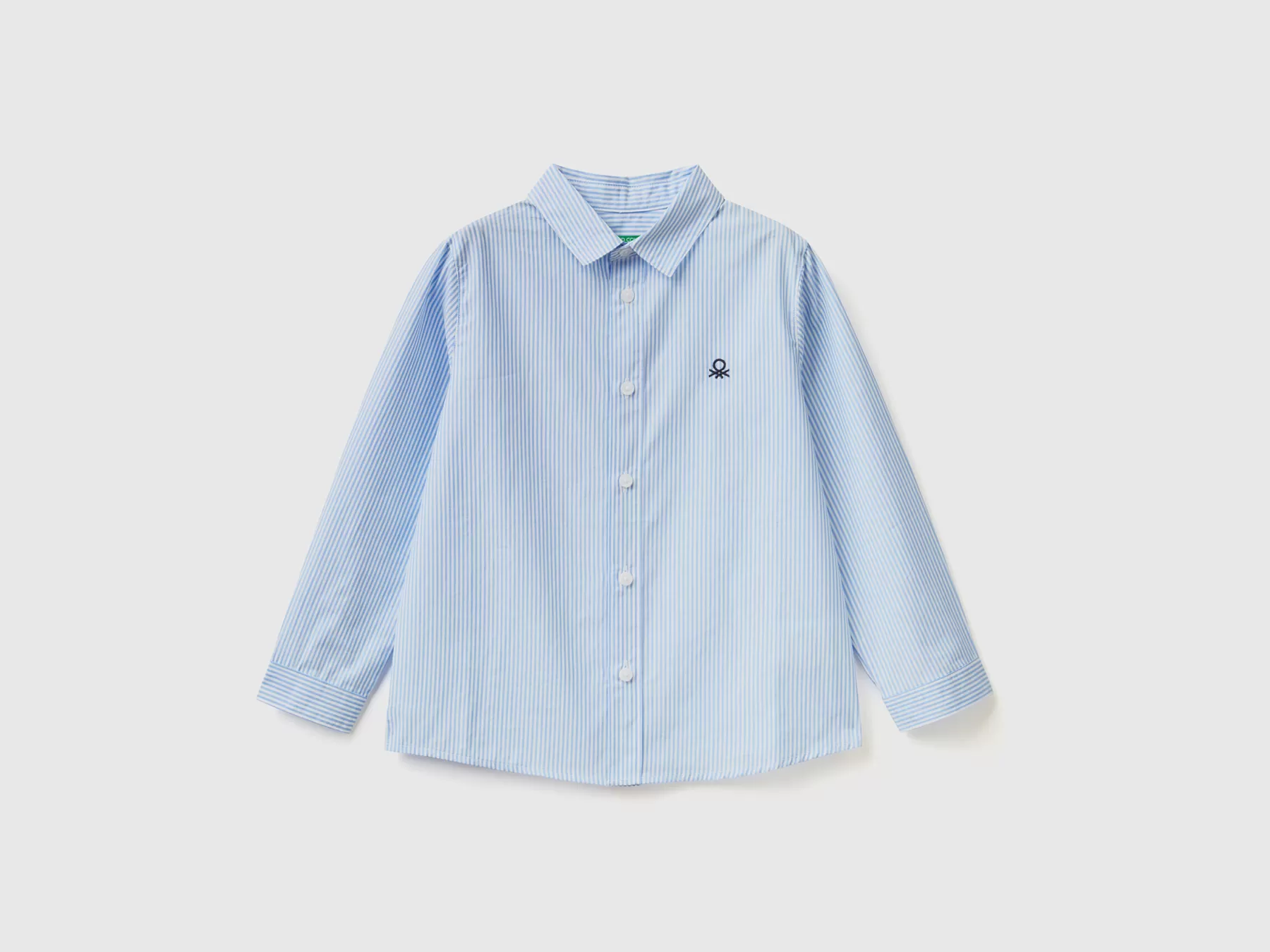 Benetton Camicia In Puro Cotone Celeste Discount