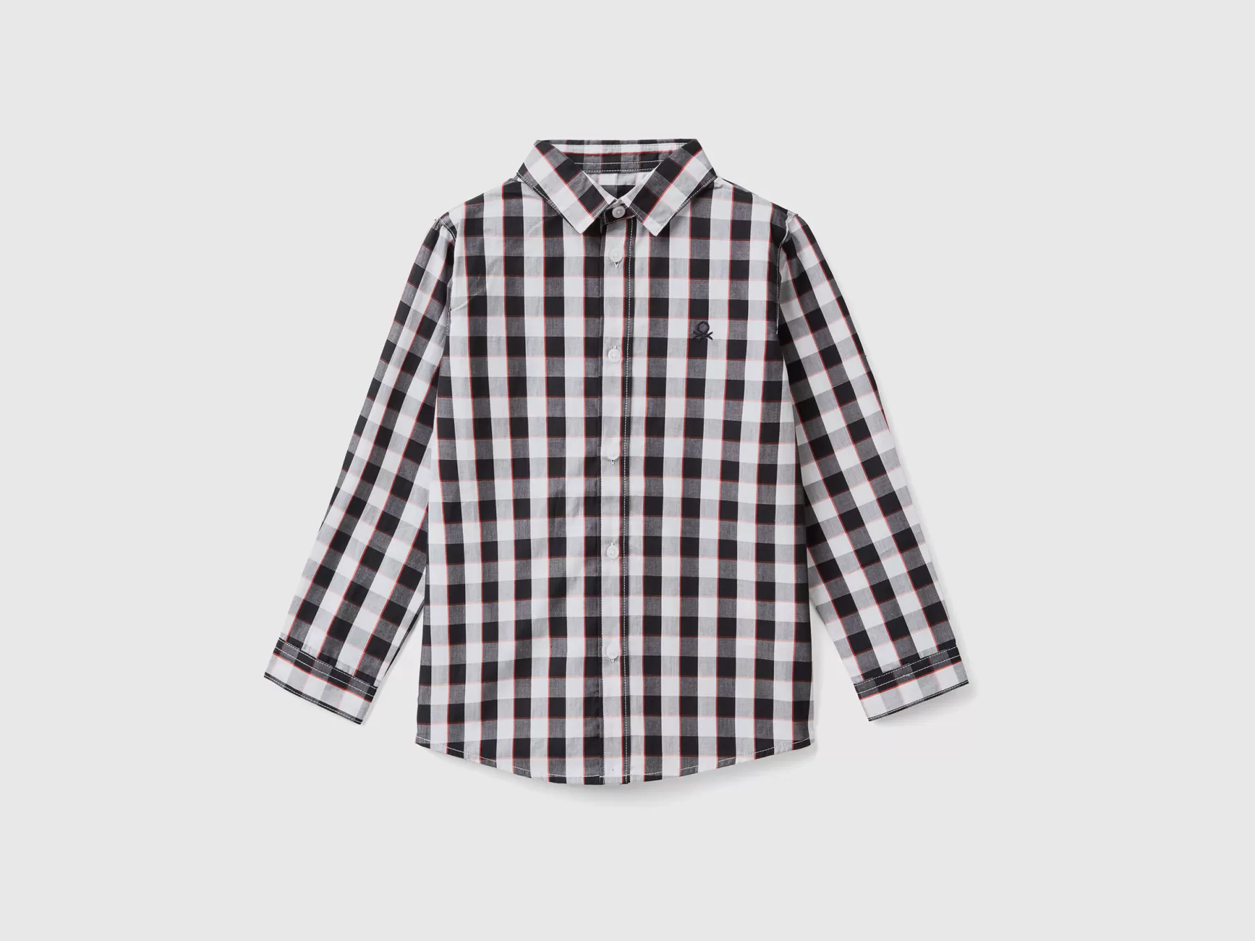 Benetton Camicia In Puro Cotone Nero Best Sale