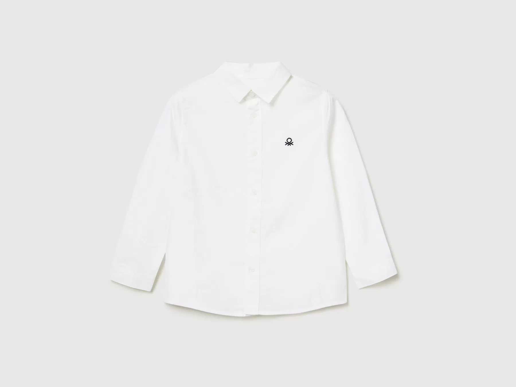 Benetton Camicia In Puro Cotone Bianco Fashion