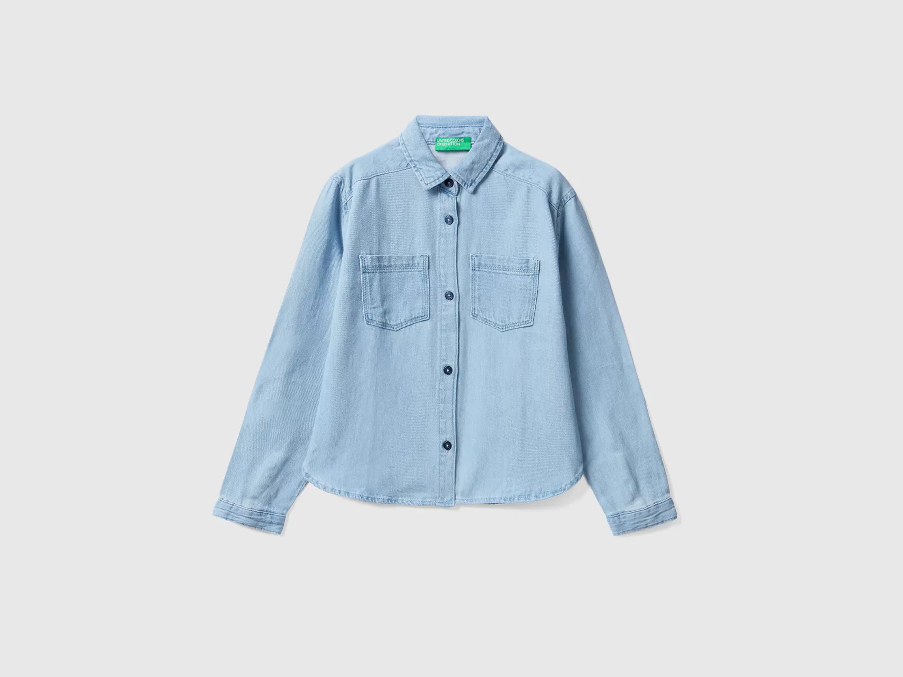 Benetton Camicia Leggera Di Jeans Blu Shop