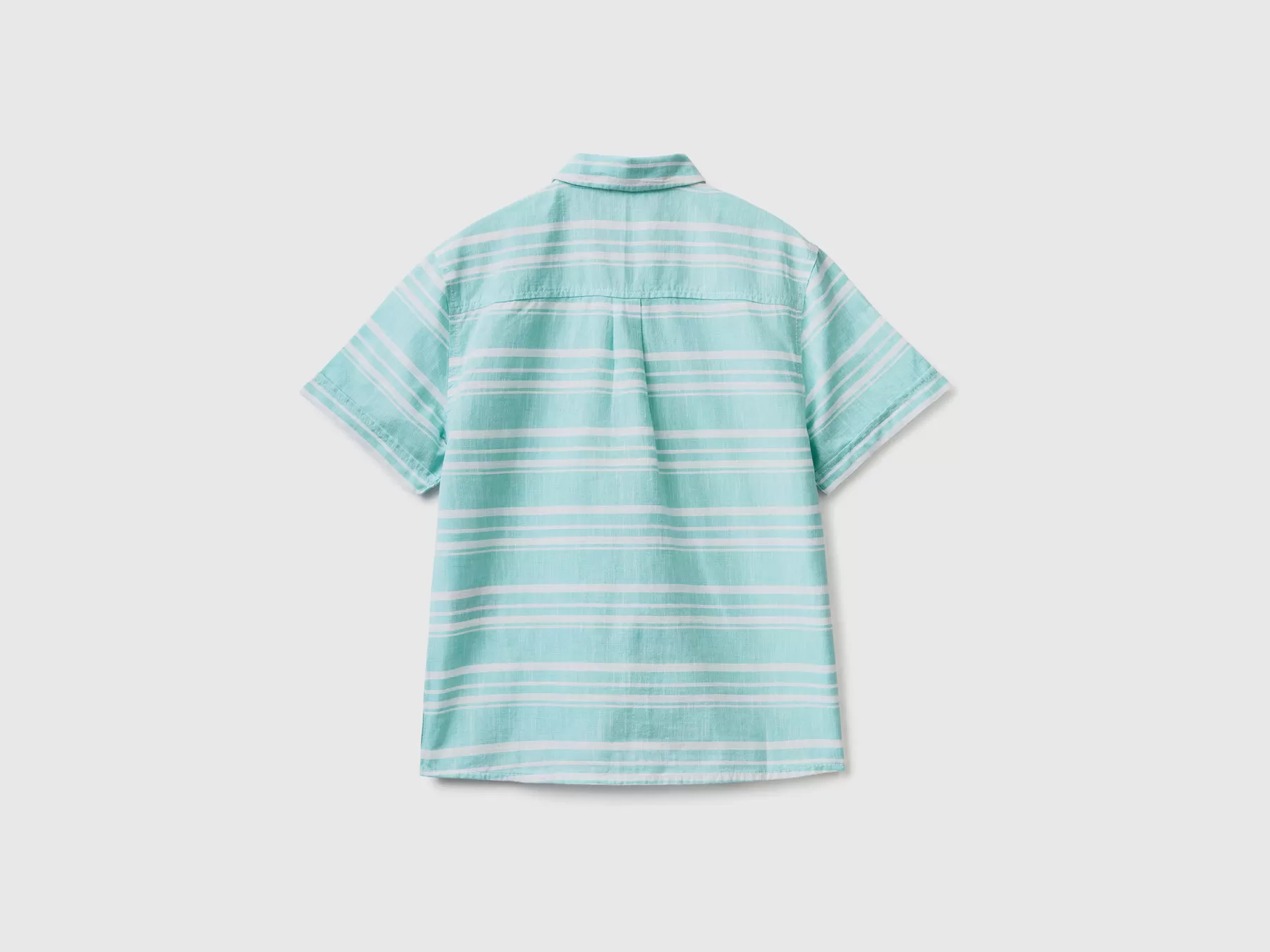 Benetton Camicia Manica Corta A Righe Azzurro Cheap