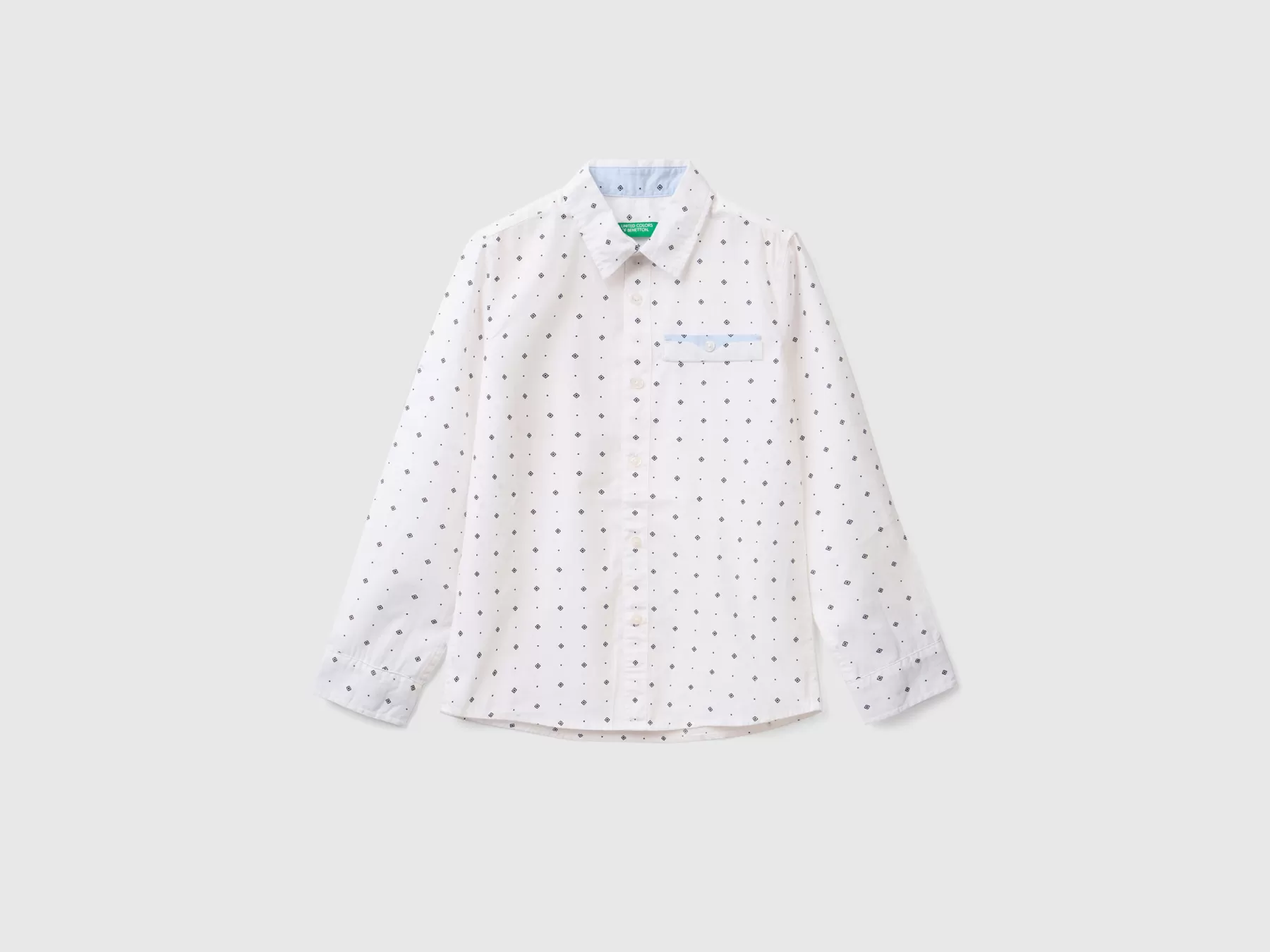 Benetton Camicia Micro Fantasia Bianco Clearance