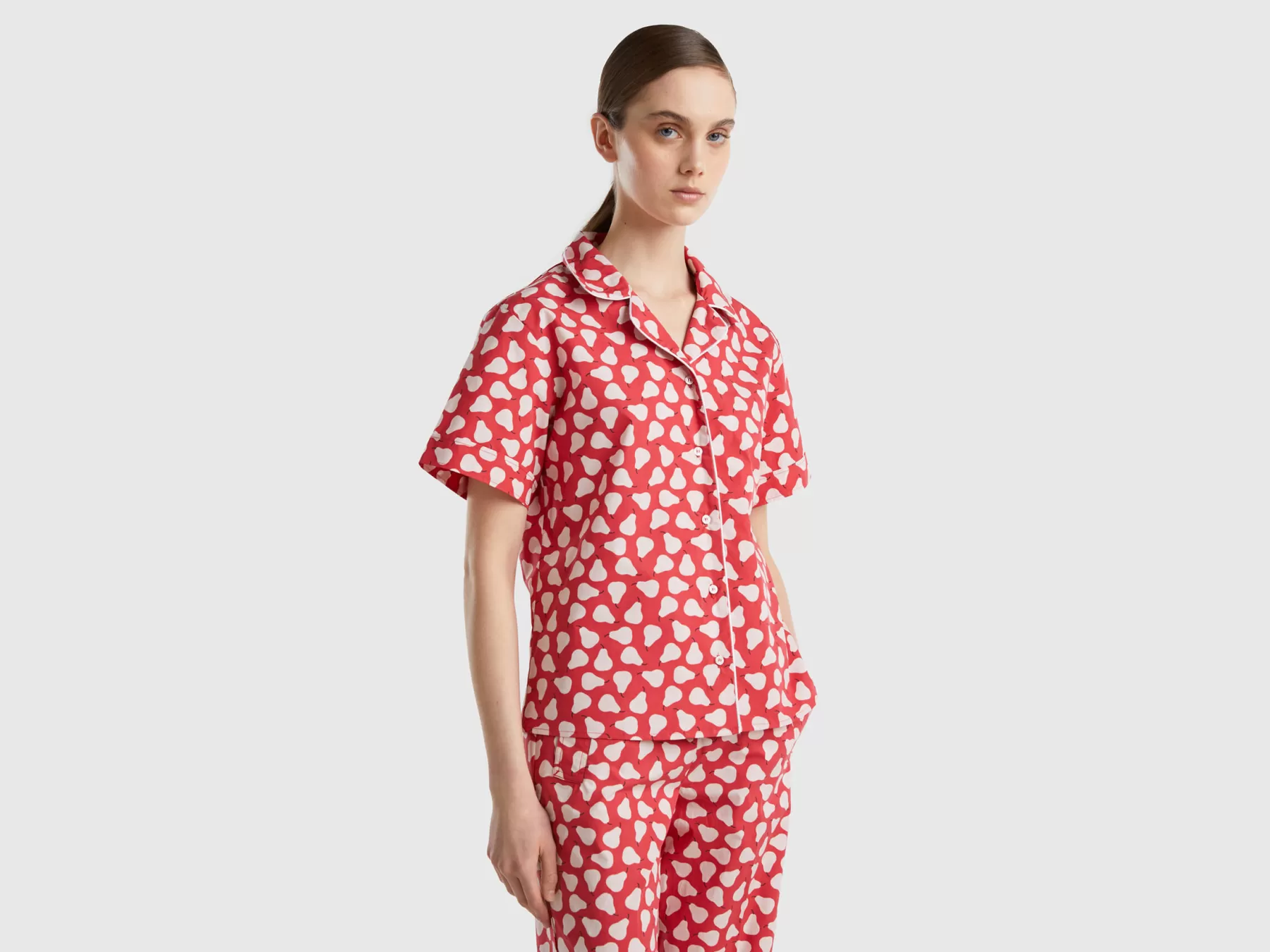 Benetton Camicia Rossa Con Pattern Pere Rosso Discount