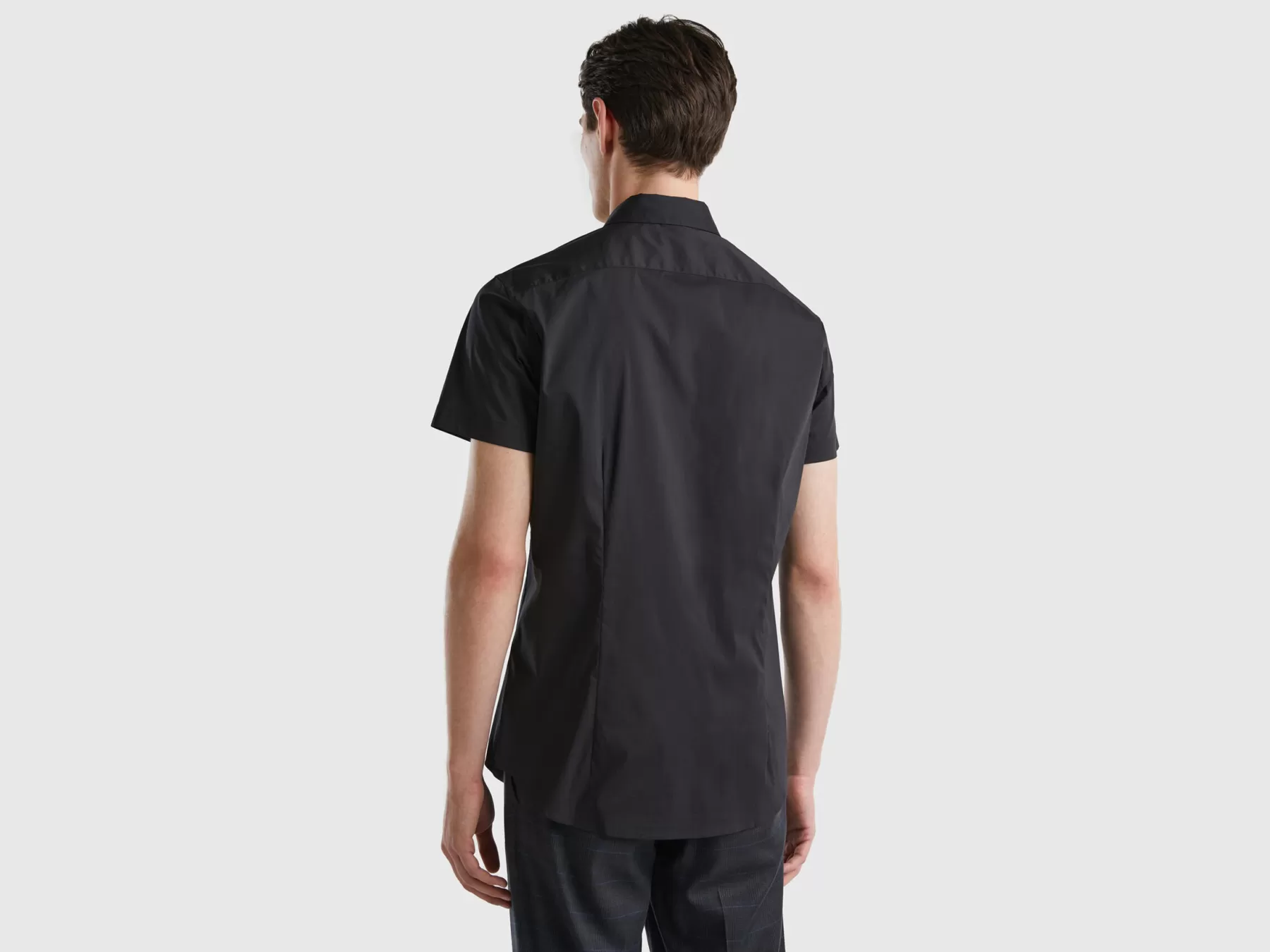 Benetton Camicia Slim Fit A Manica Corta Nero Discount