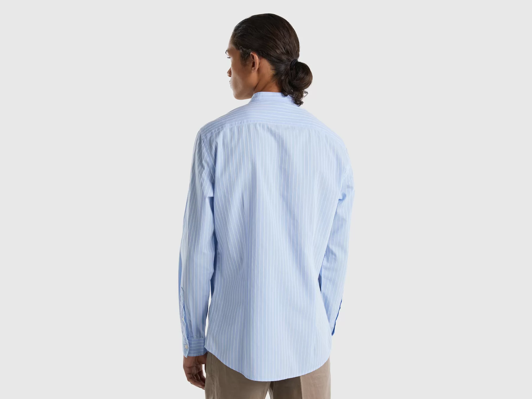 Benetton Camicia Slim Fit A Righe Azzurro Discount