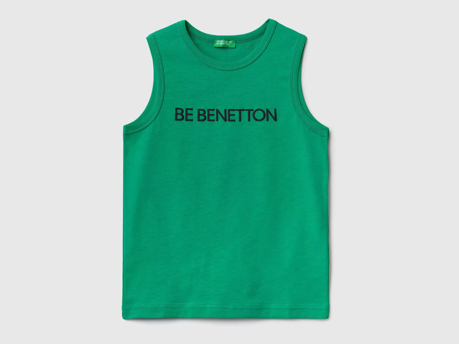 Benetton Canotta 100% Cotone Bio Con Logo Verde Shop