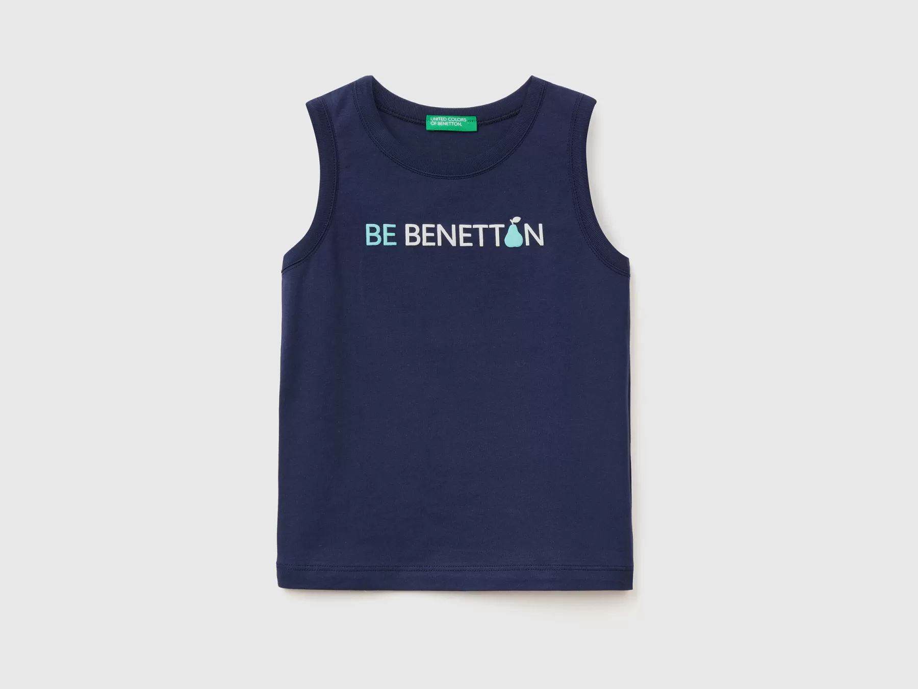 Benetton Canotta 100% Cotone Bio Con Logo Blu Scuro Clearance