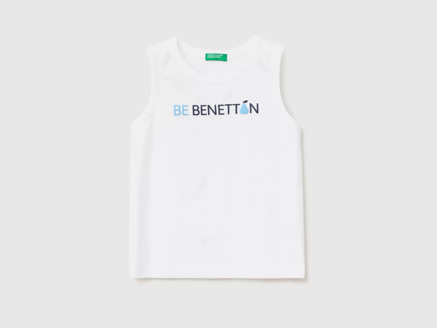 Benetton Canotta 100% Cotone Bio Con Logo Bianco Cheap