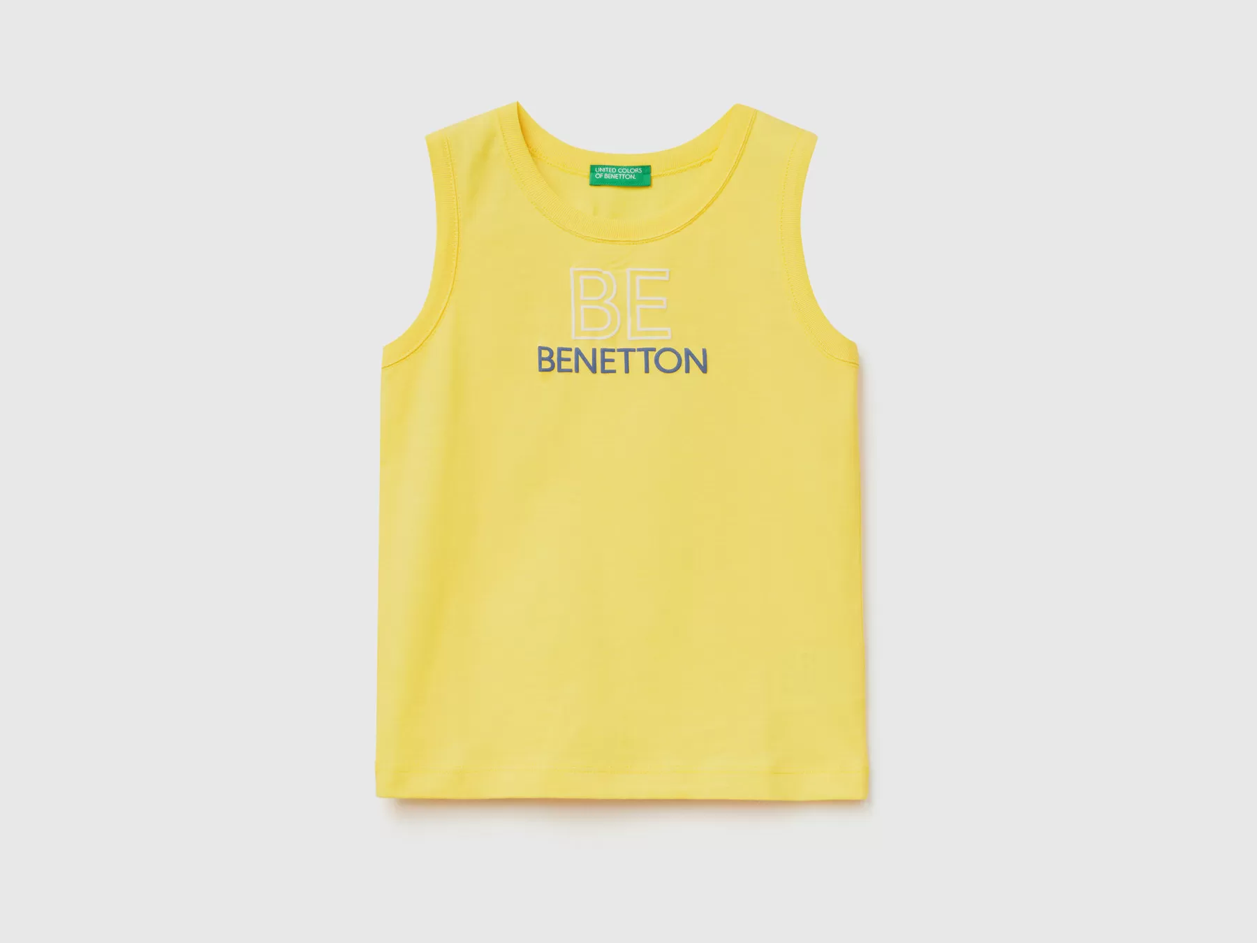 Benetton Canotta 100% Cotone Bio Con Logo Giallo Best Sale