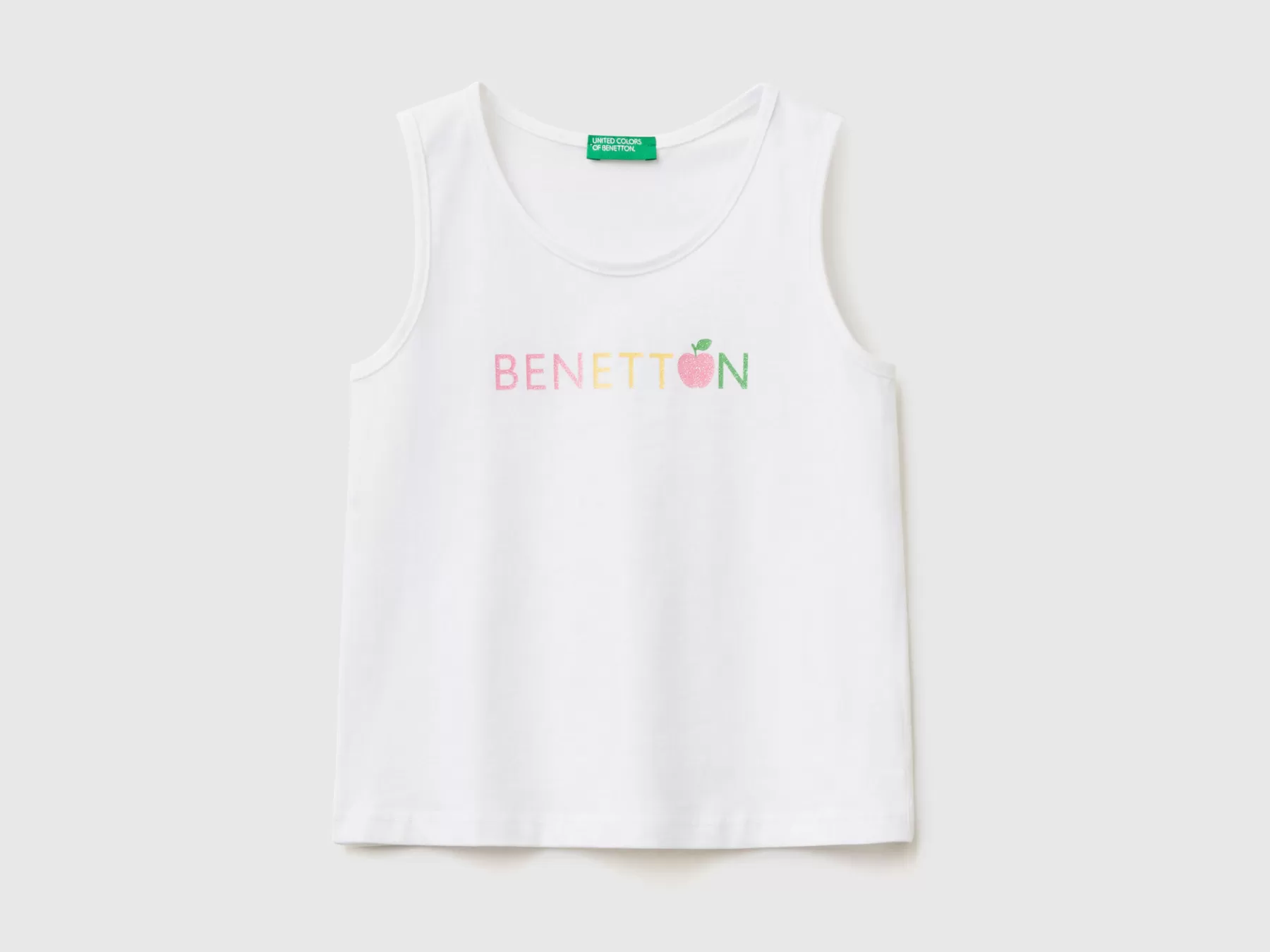 Benetton Canotta Con Logo In Cotone Bio Bianco Shop