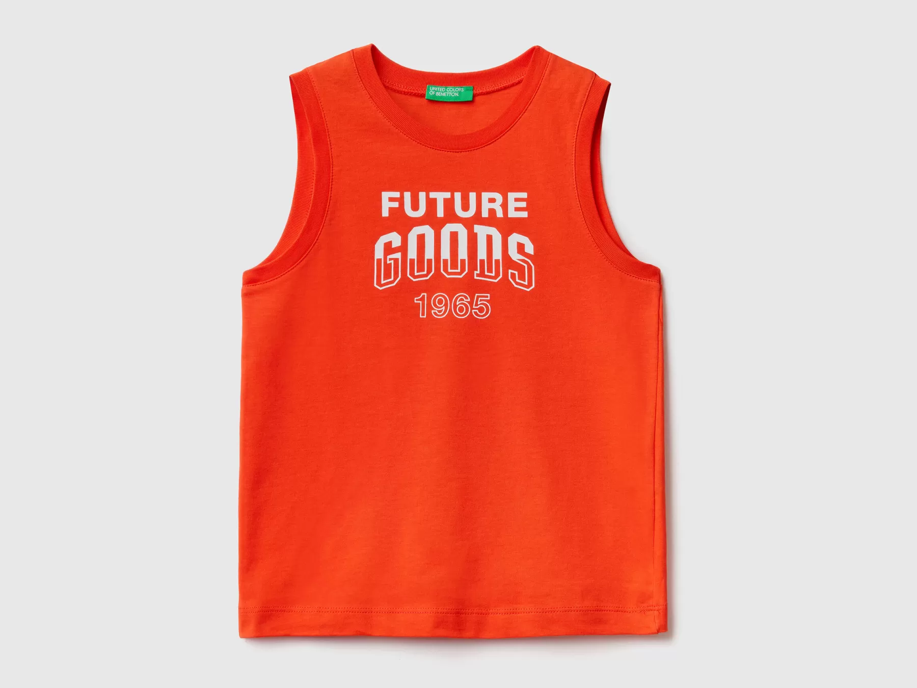 Benetton Canotta Con Stampa Lettering Rosso Corallo Flash Sale