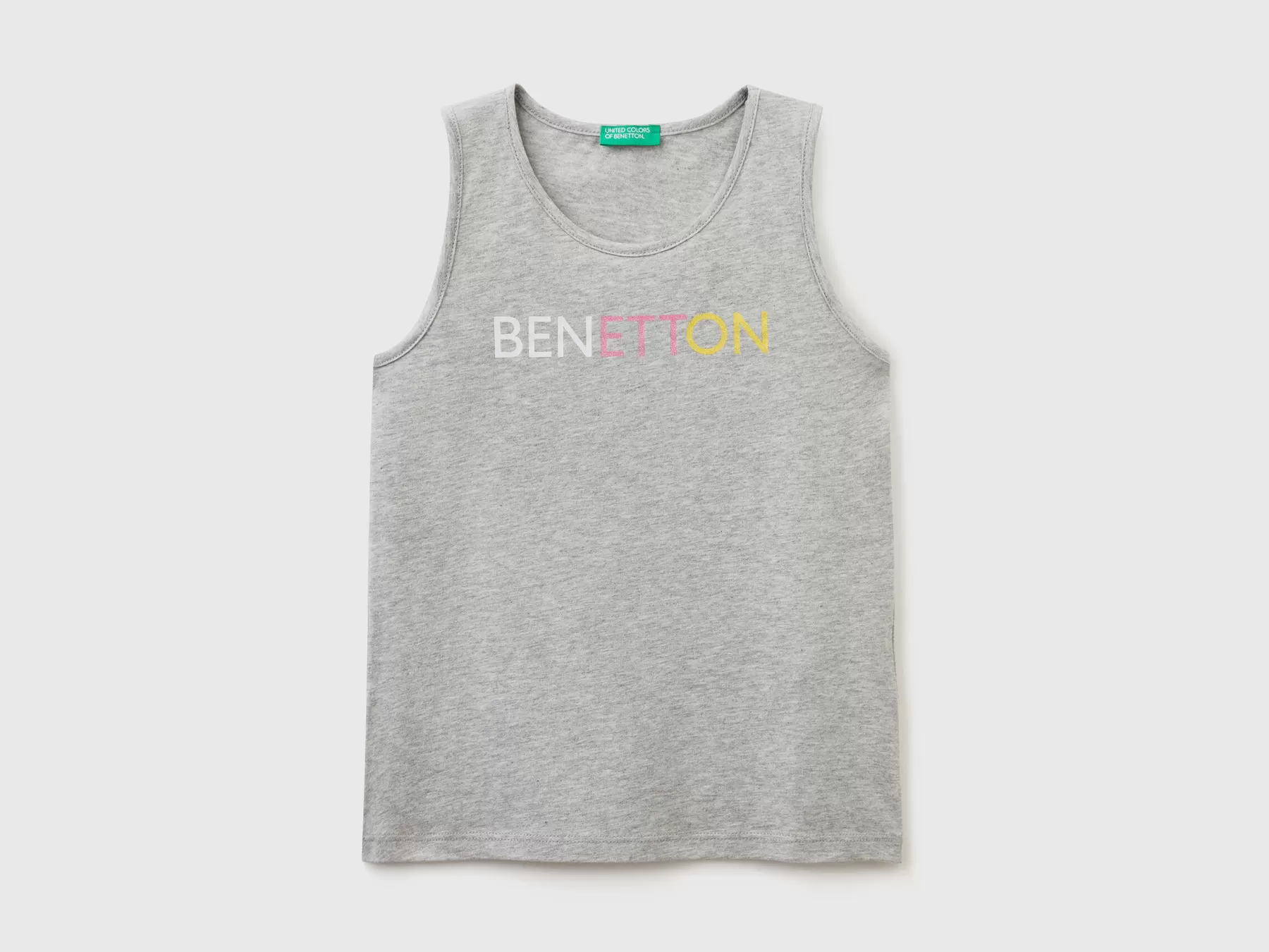 Benetton Canotta Con Stampa Logo Glitter Grigio Chiaro Best Sale