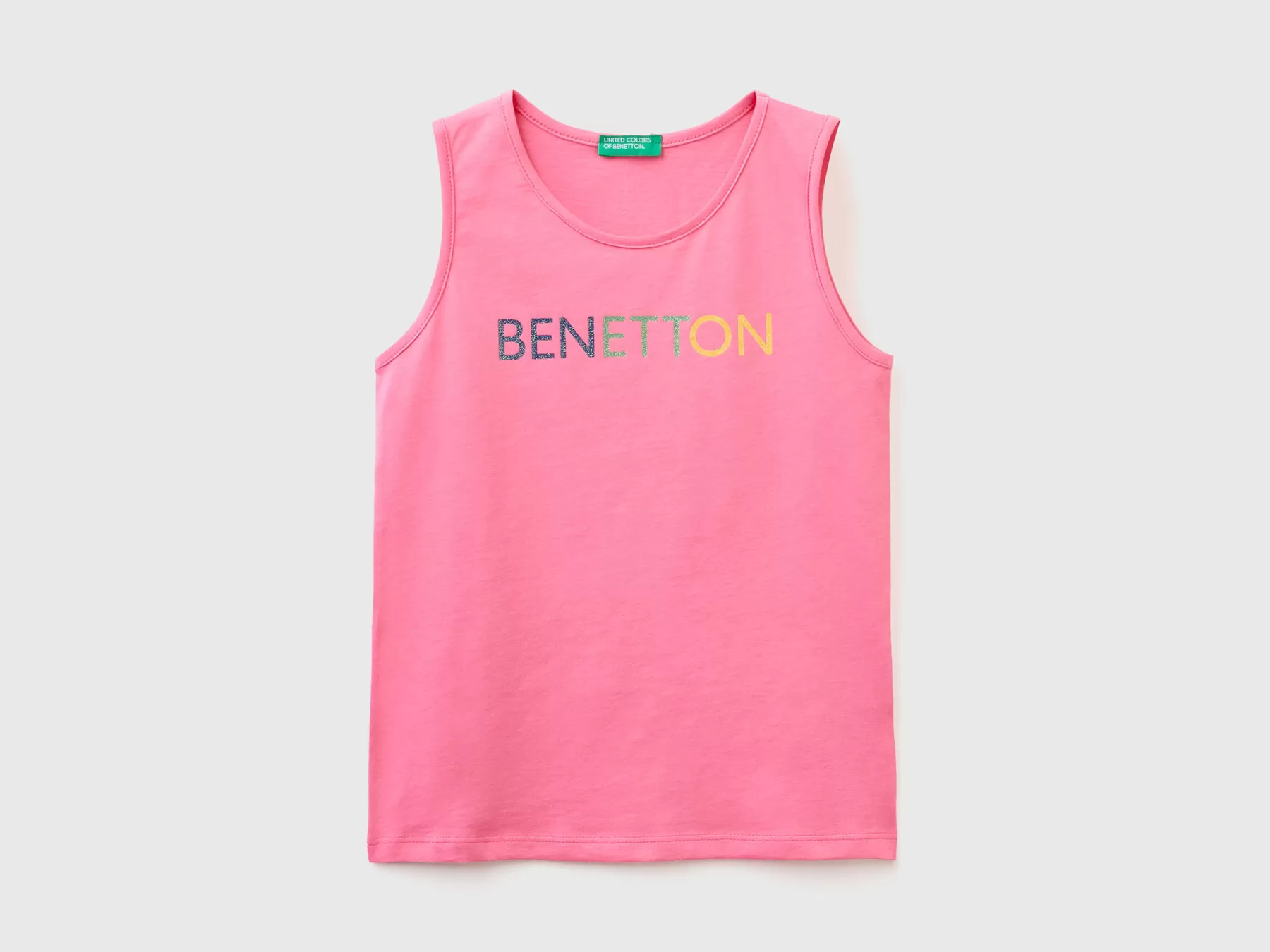 Benetton Canotta Con Stampa Logo Glitter Rosa Store