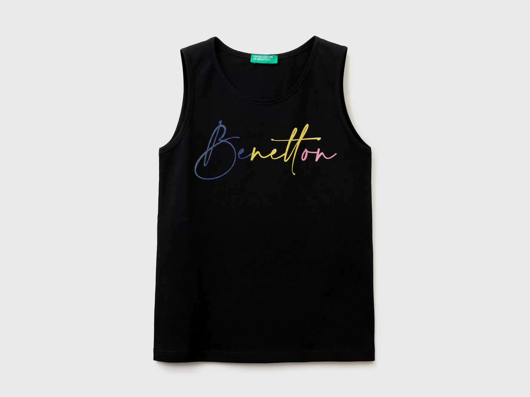 Benetton Canotta Con Stampa Logo Glitter Nero Store