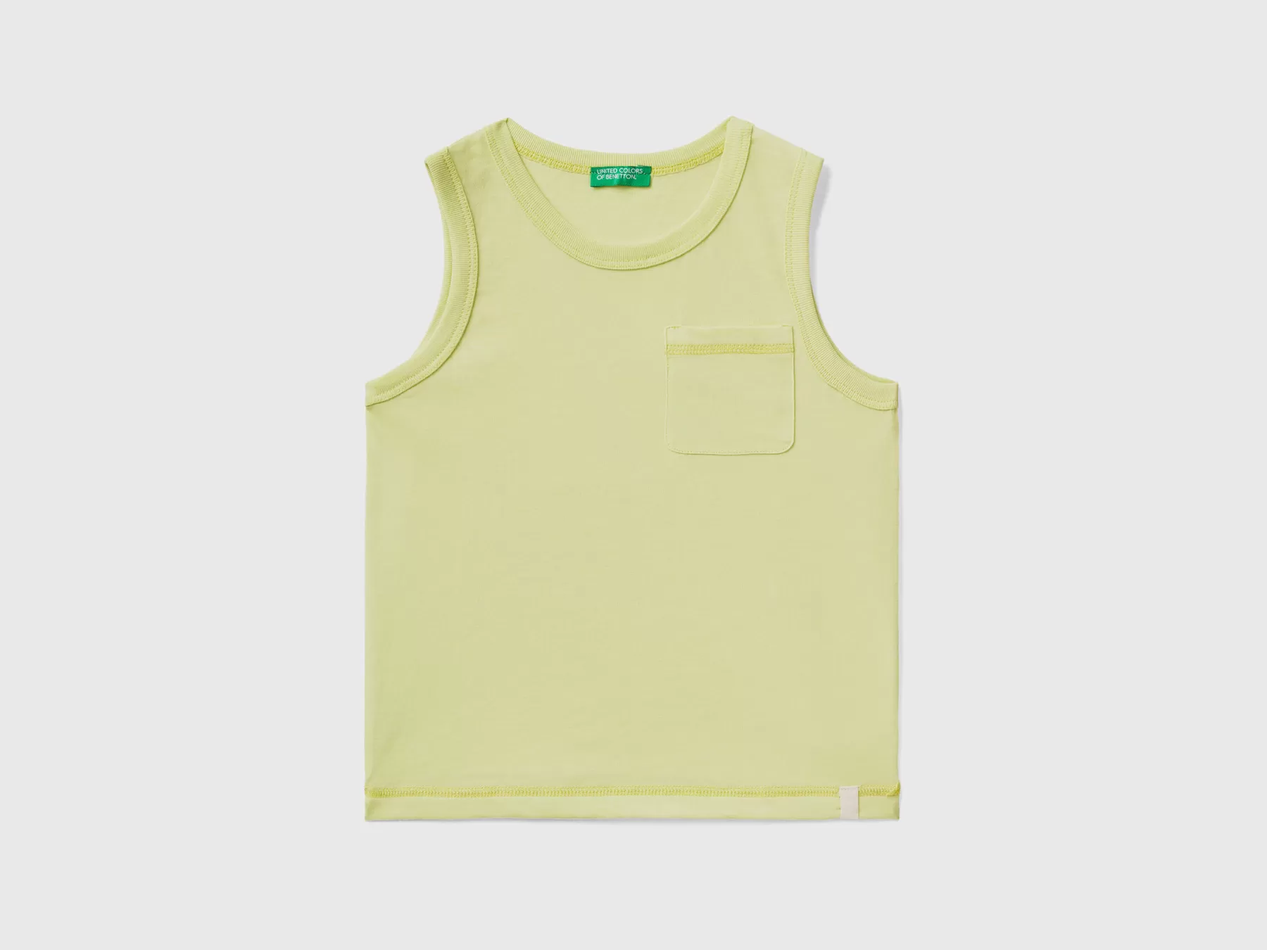 Benetton Canotta Con Taschino In Tessuto Riciclato Lime Shop