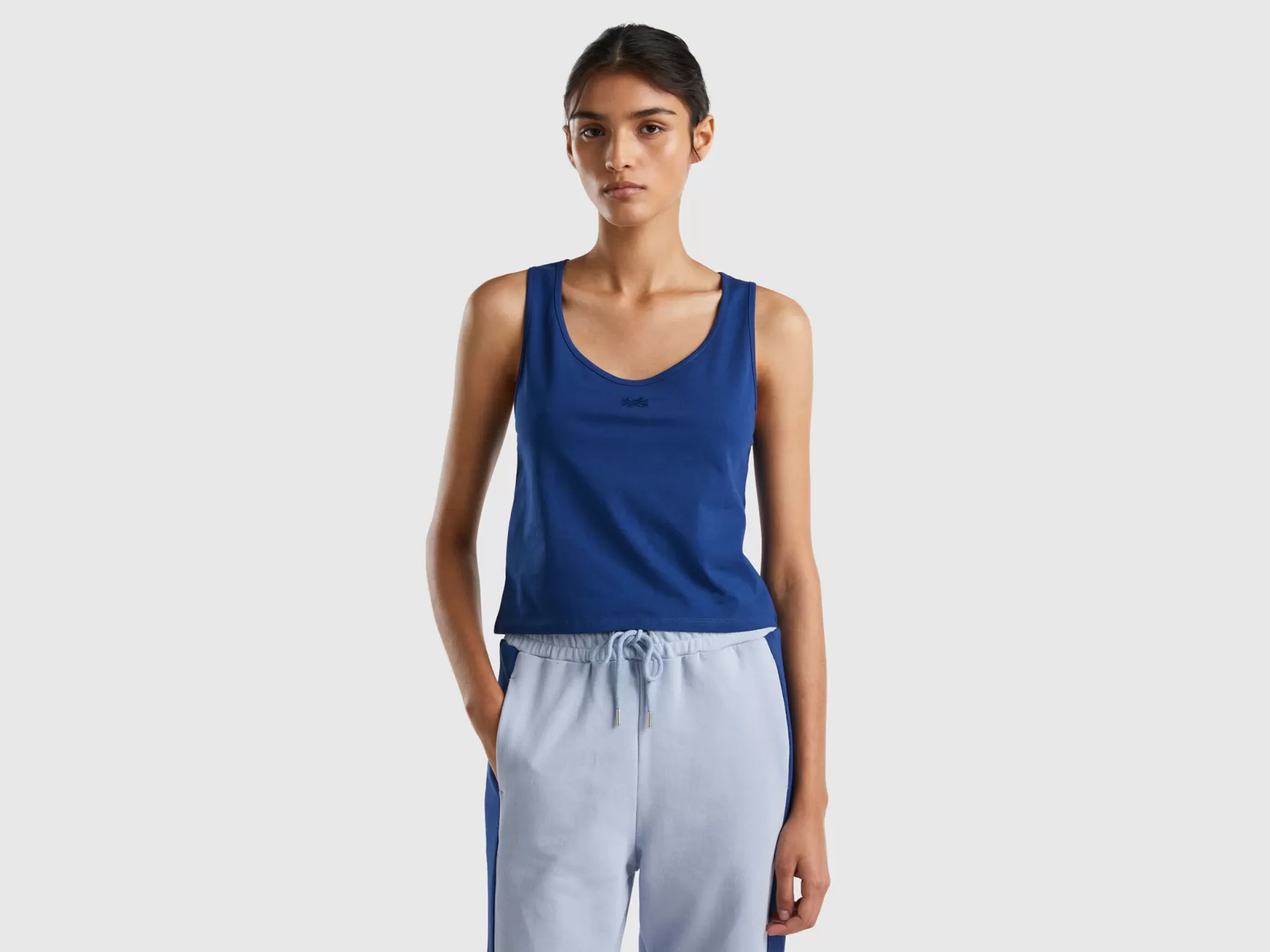 Benetton Canotta Cropped Blu Online