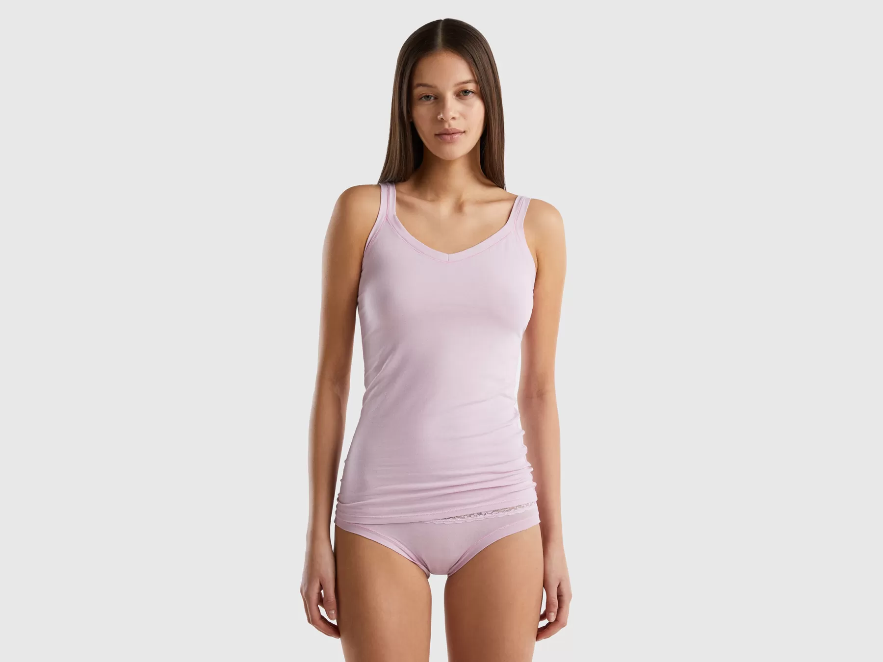 Benetton Canotta In Cotone Bio Super Stretch Lilla Fashion