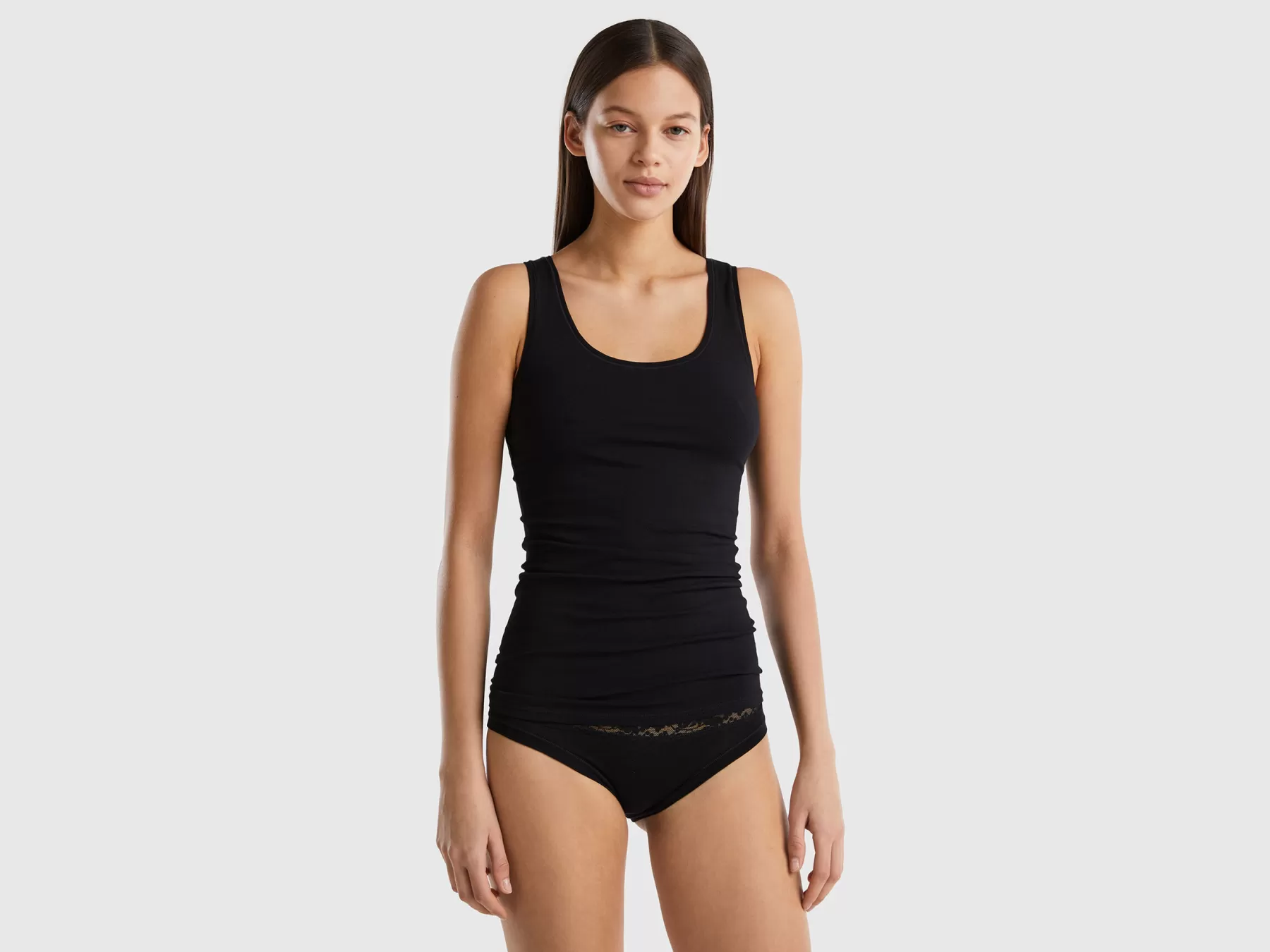 Benetton Canotta In Cotone Bio Super Stretch Nero Online