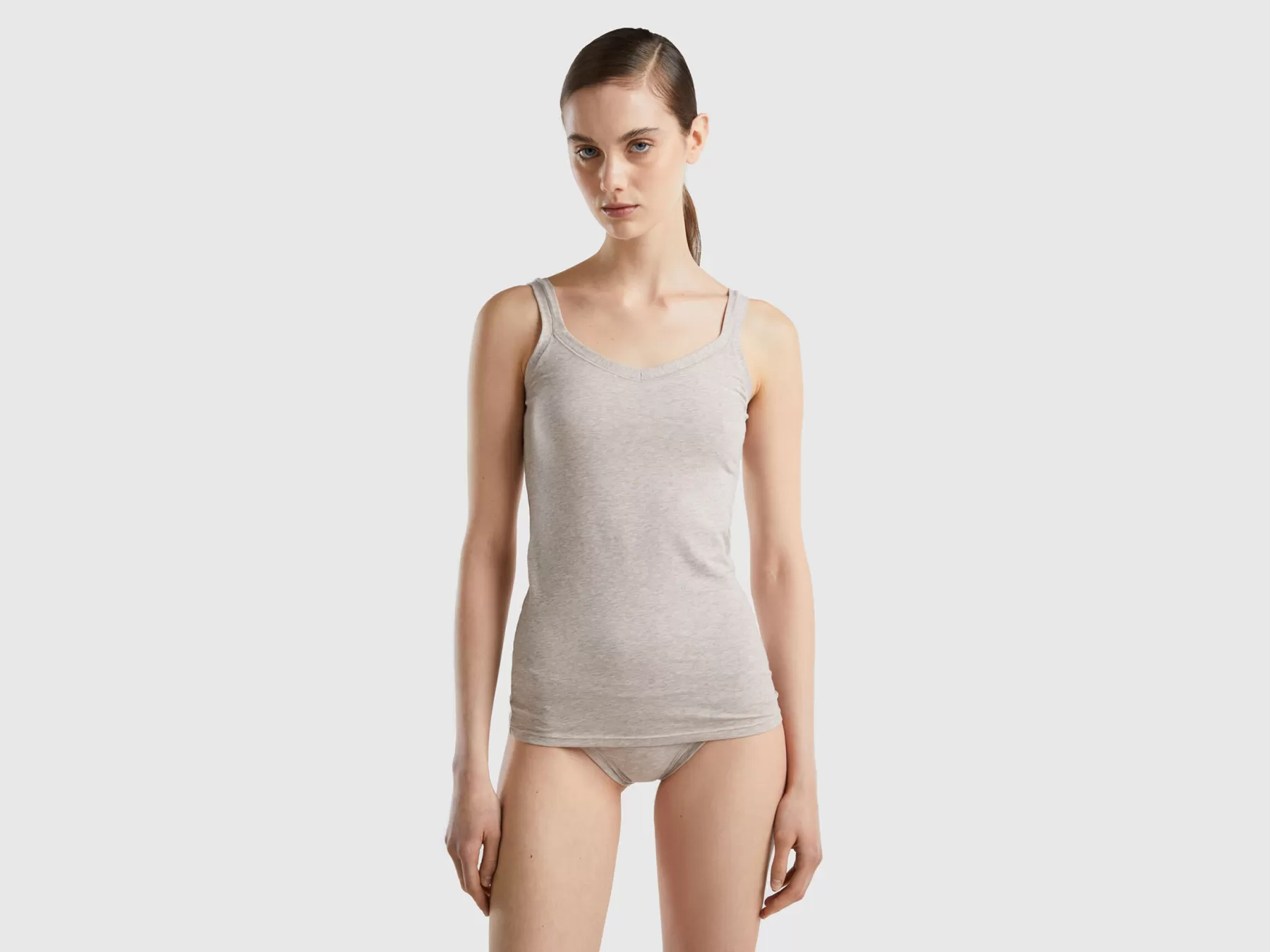 Benetton Canotta In Cotone Bio Super Stretch Beige Hot