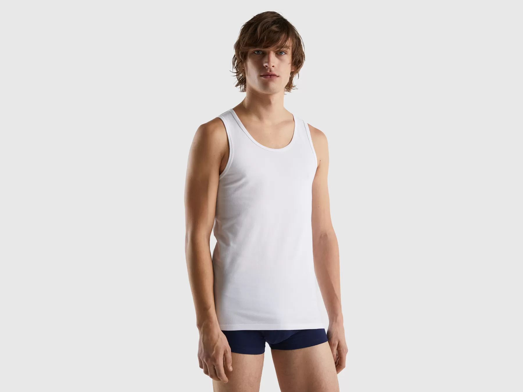 Benetton Canotta In Cotone Biologico Stretch Bianco Cheap