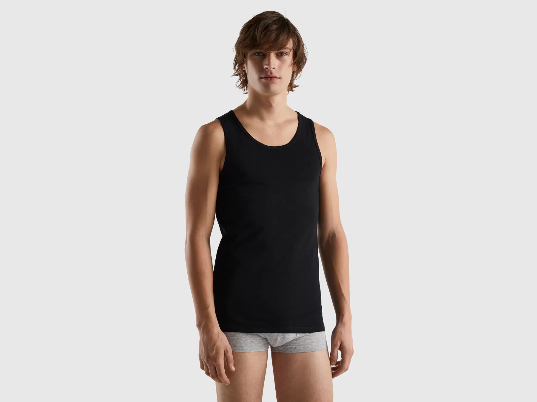 Benetton Canotta In Cotone Biologico Stretch Nero Flash Sale