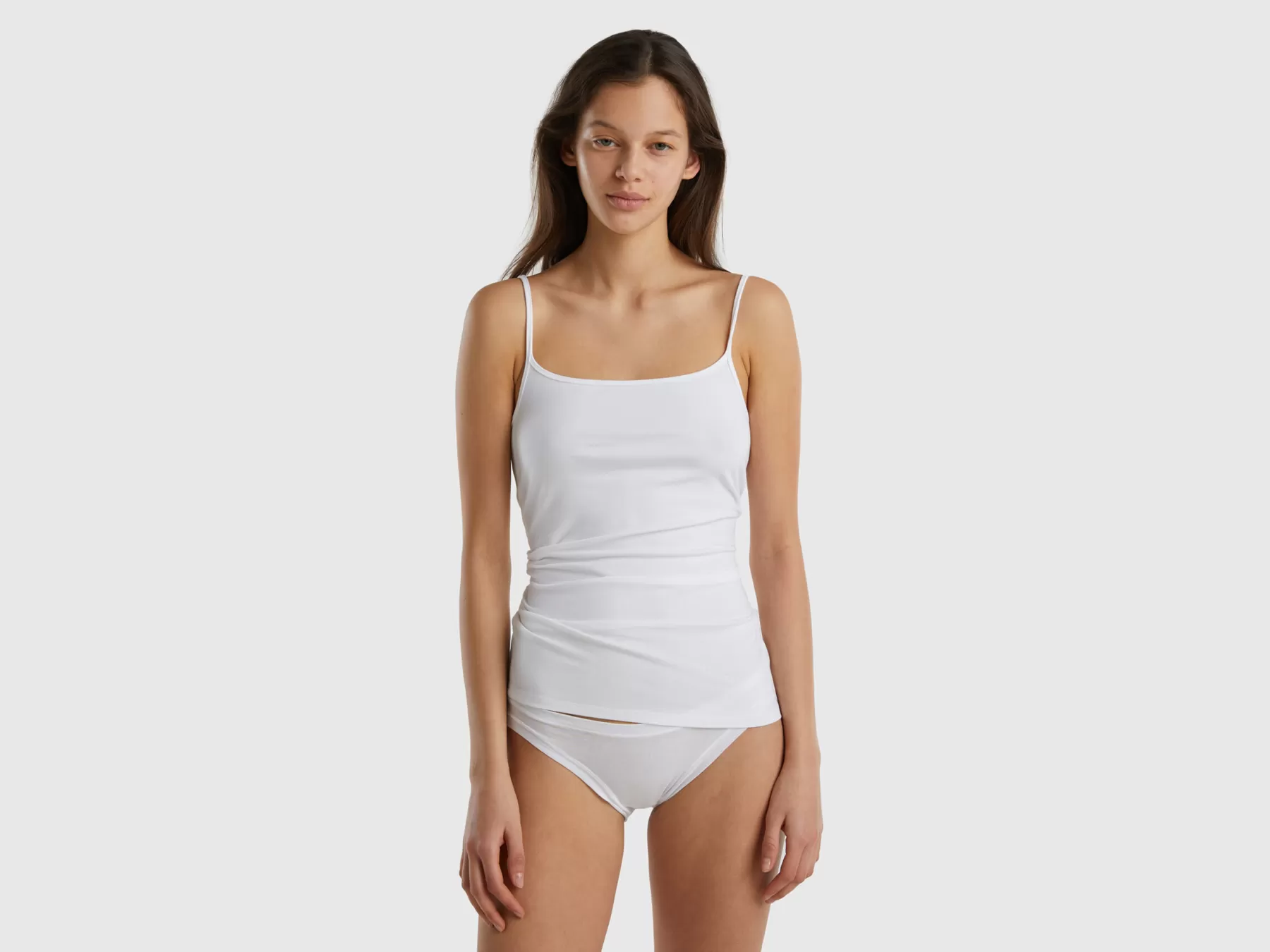 Benetton Canotta In Cotone Biologico Stretch Bianco Best