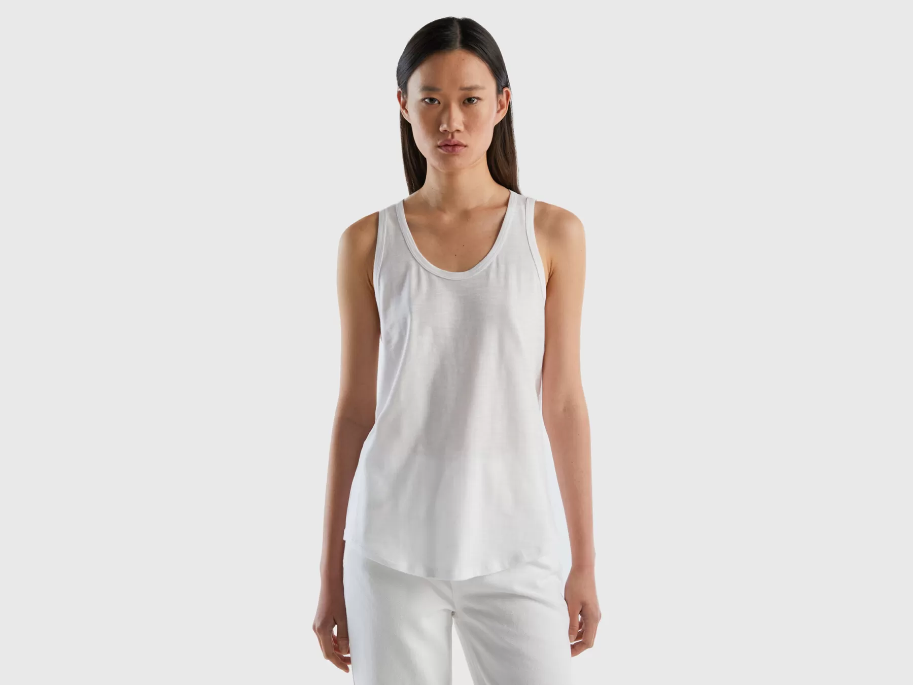 Benetton Canotta In Cotone Leggero Bianco Cheap