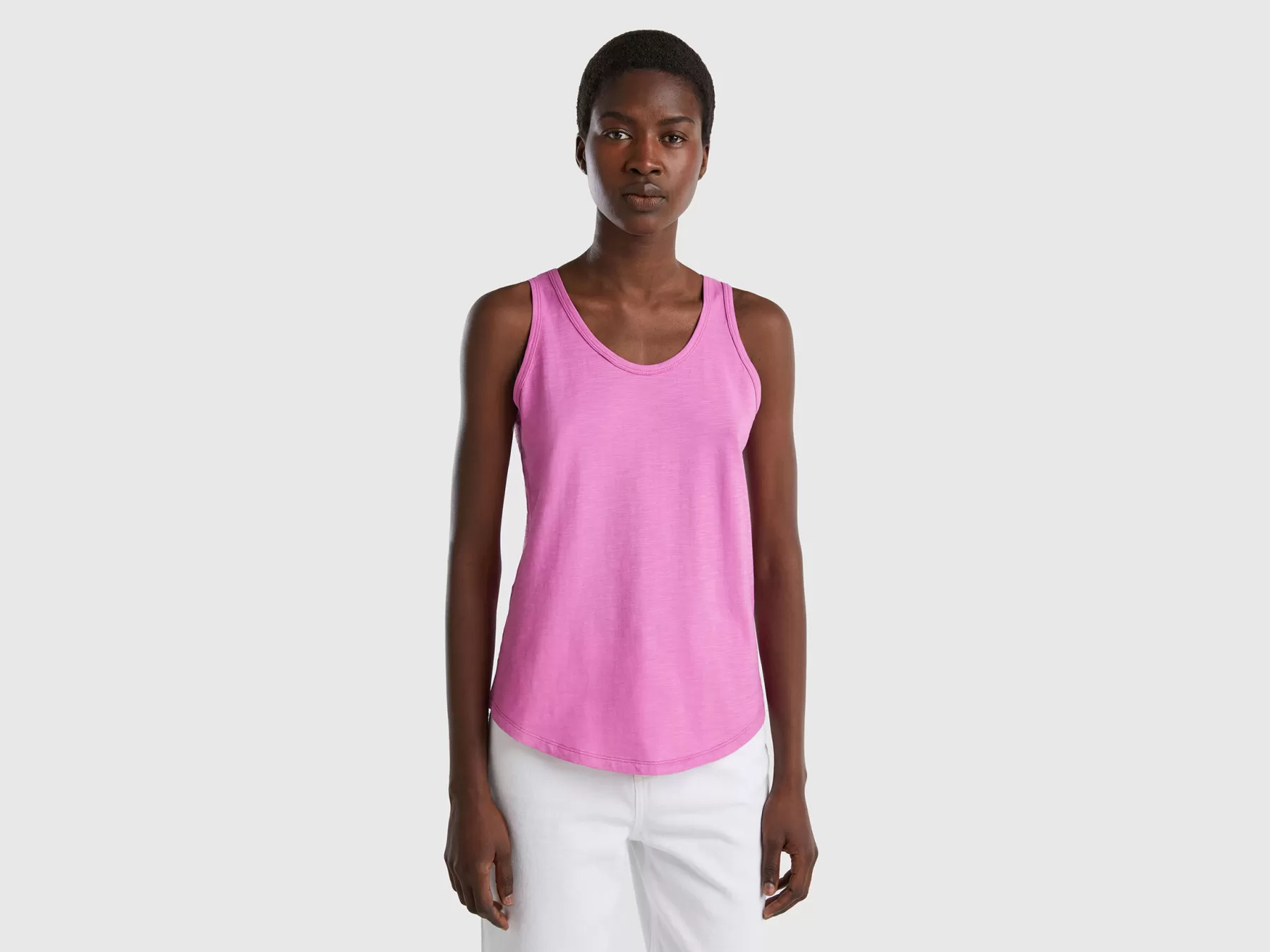 Benetton Canotta In Cotone Leggero Rosa New