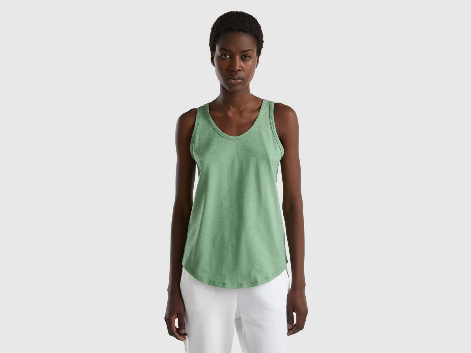 Benetton Canotta In Cotone Leggero Verde Shop