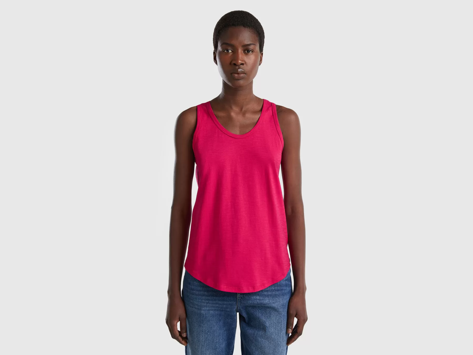 Benetton Canotta In Cotone Leggero Fucsia Clearance