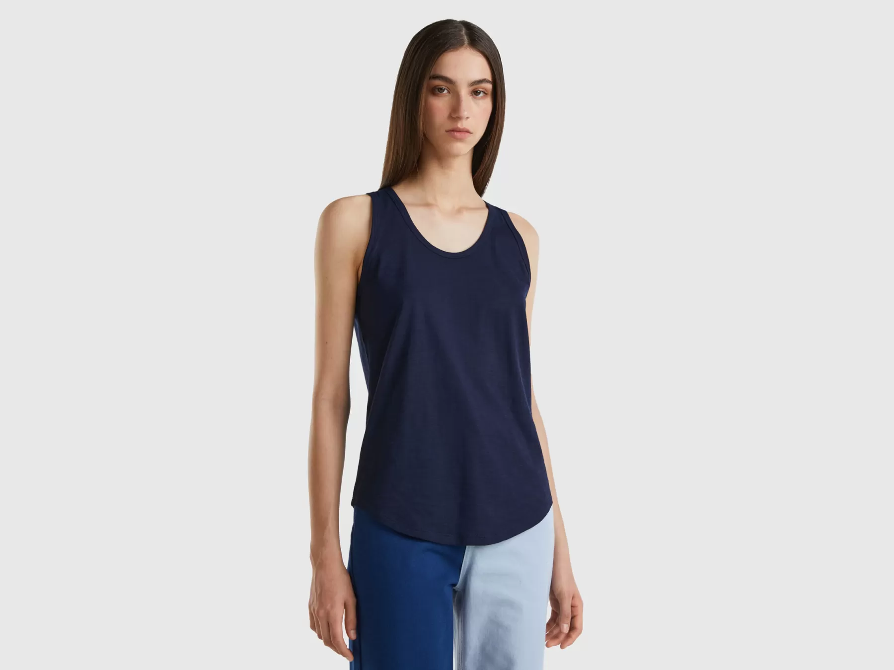 Benetton Canotta In Cotone Leggero Blu Scuro Cheap