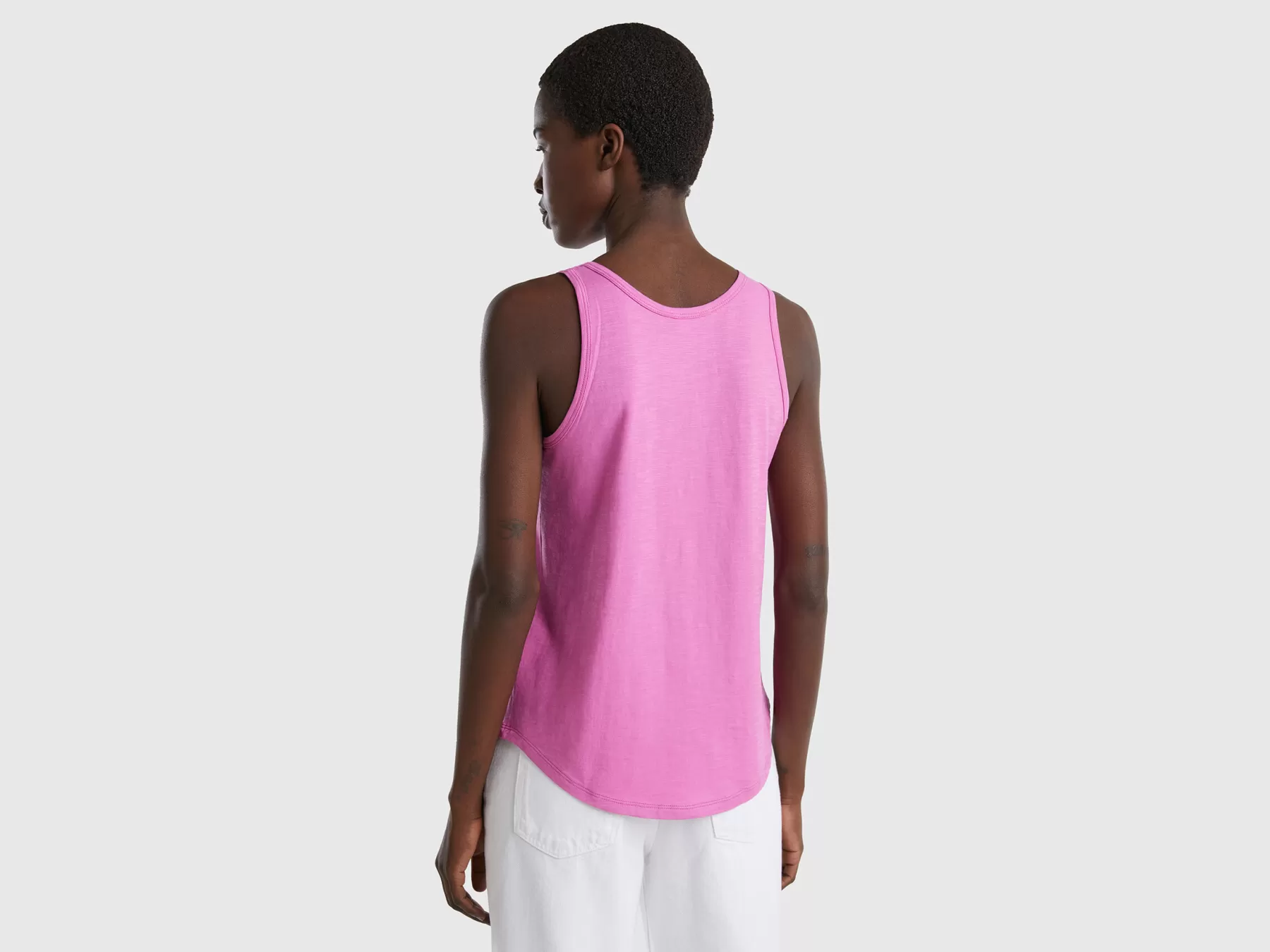 Benetton Canotta In Cotone Leggero Rosa New