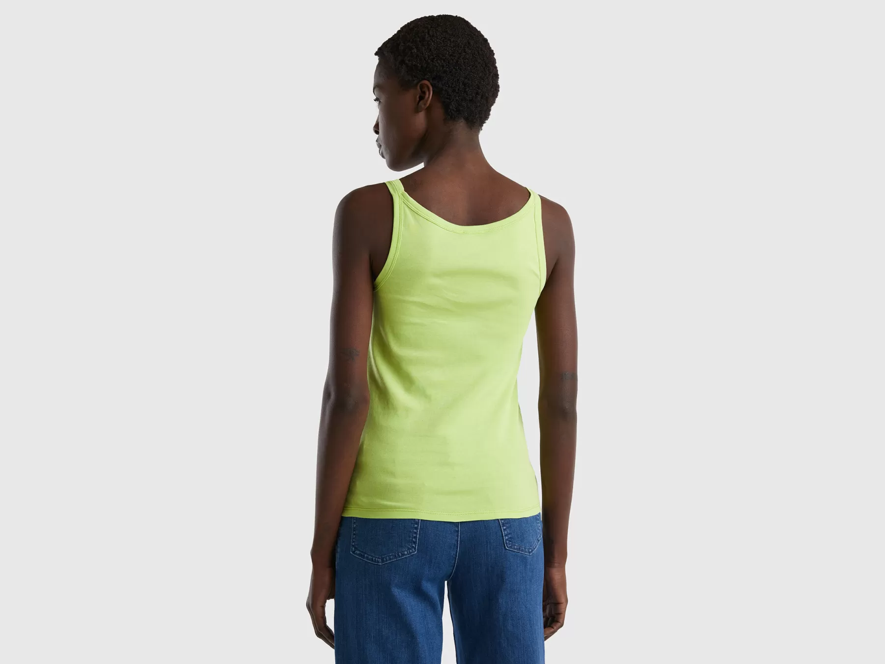 Benetton Canotta Verde Acido In Puro Cotone Verde Fluo Flash Sale