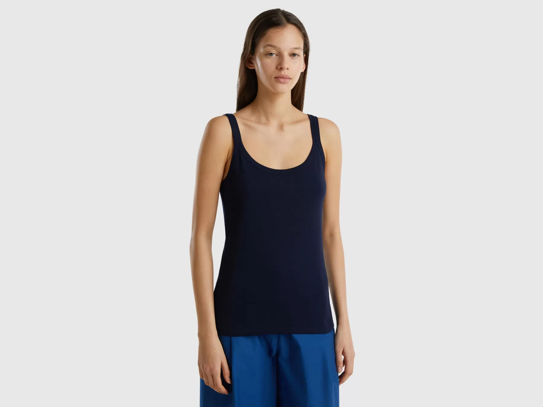 Benetton Canottain Puro Cotone Blu Scuro Cheap