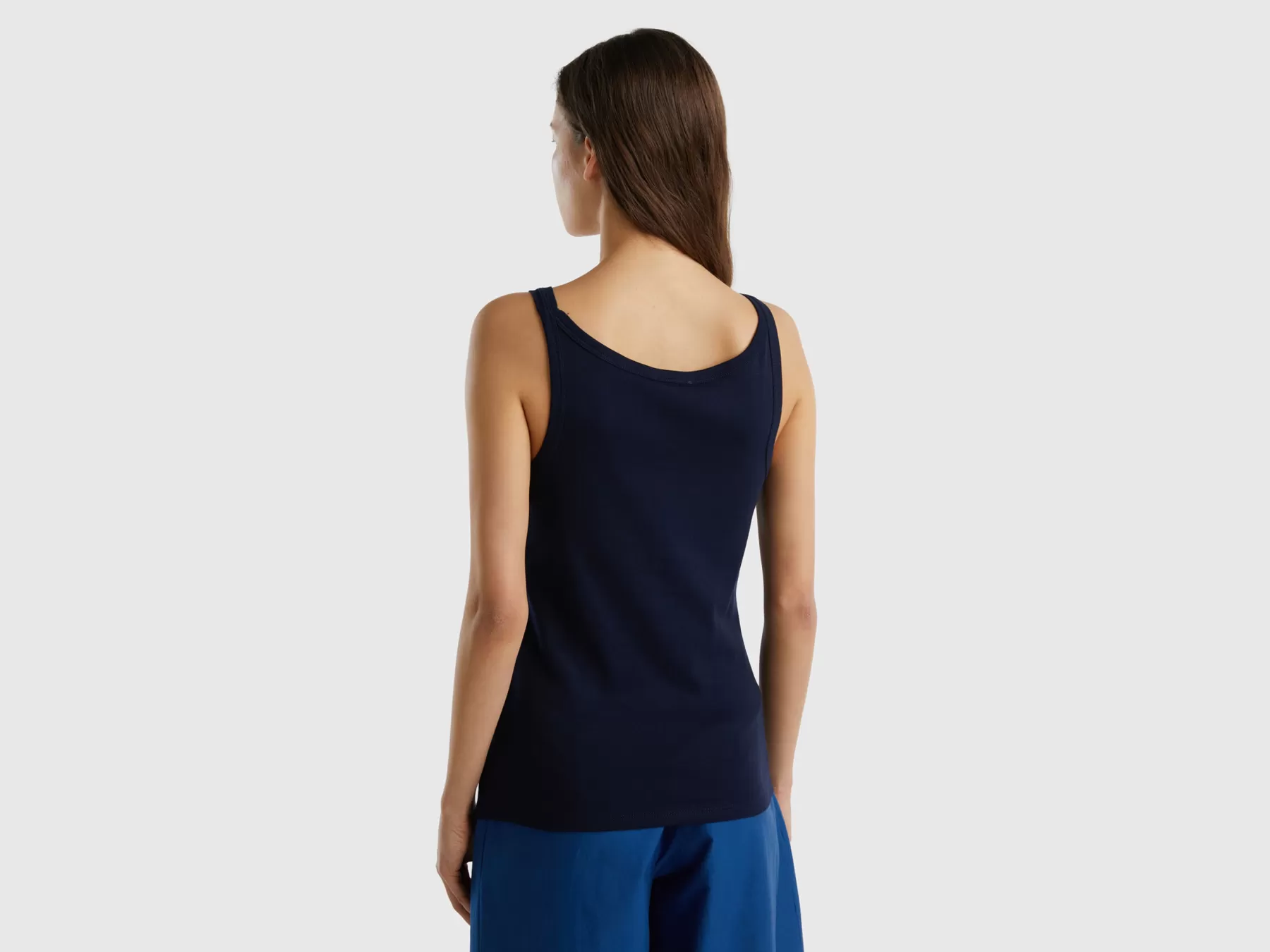 Benetton Canottain Puro Cotone Blu Scuro Cheap