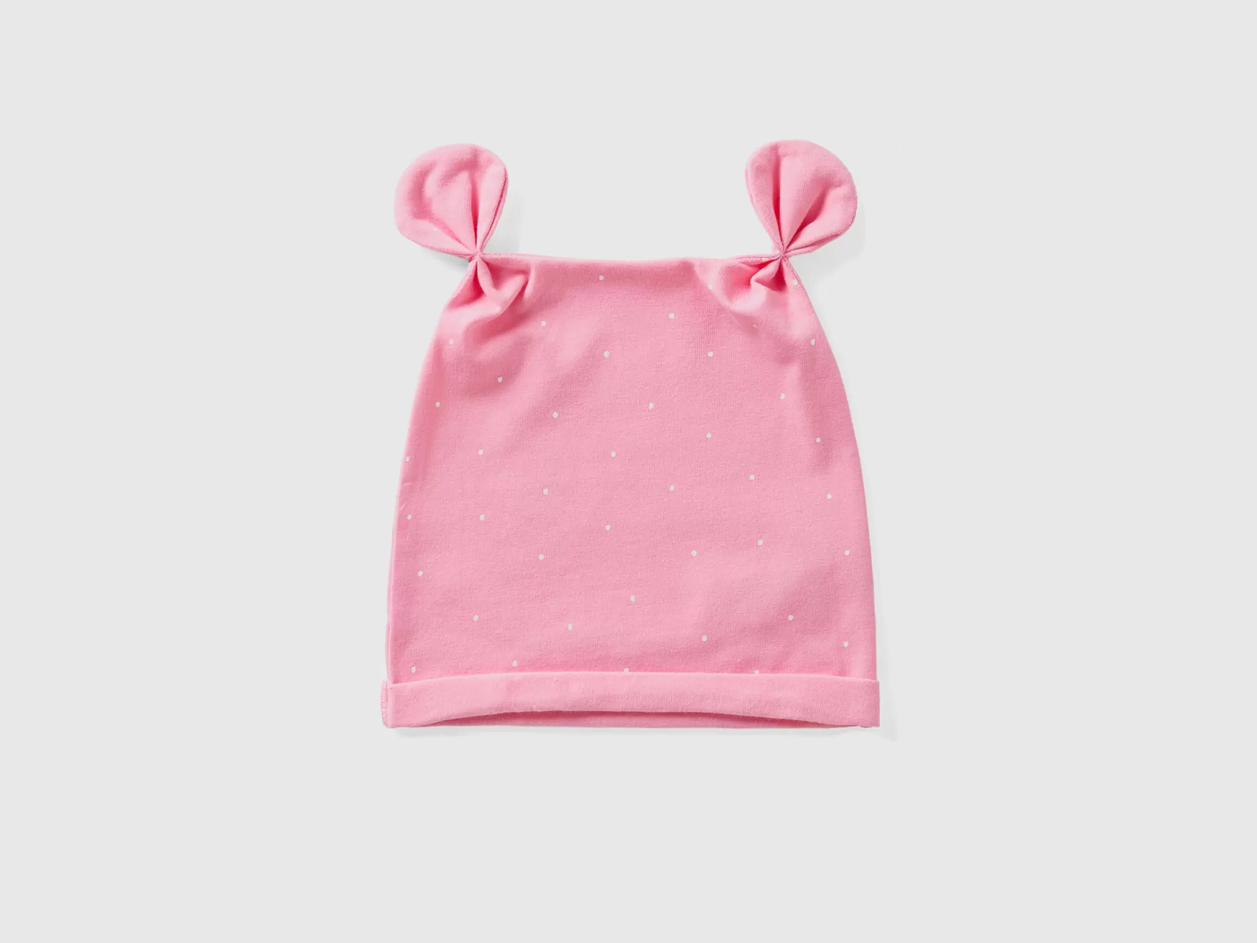 Benetton Cappellino Stampato In 100% Cotone Rosa New