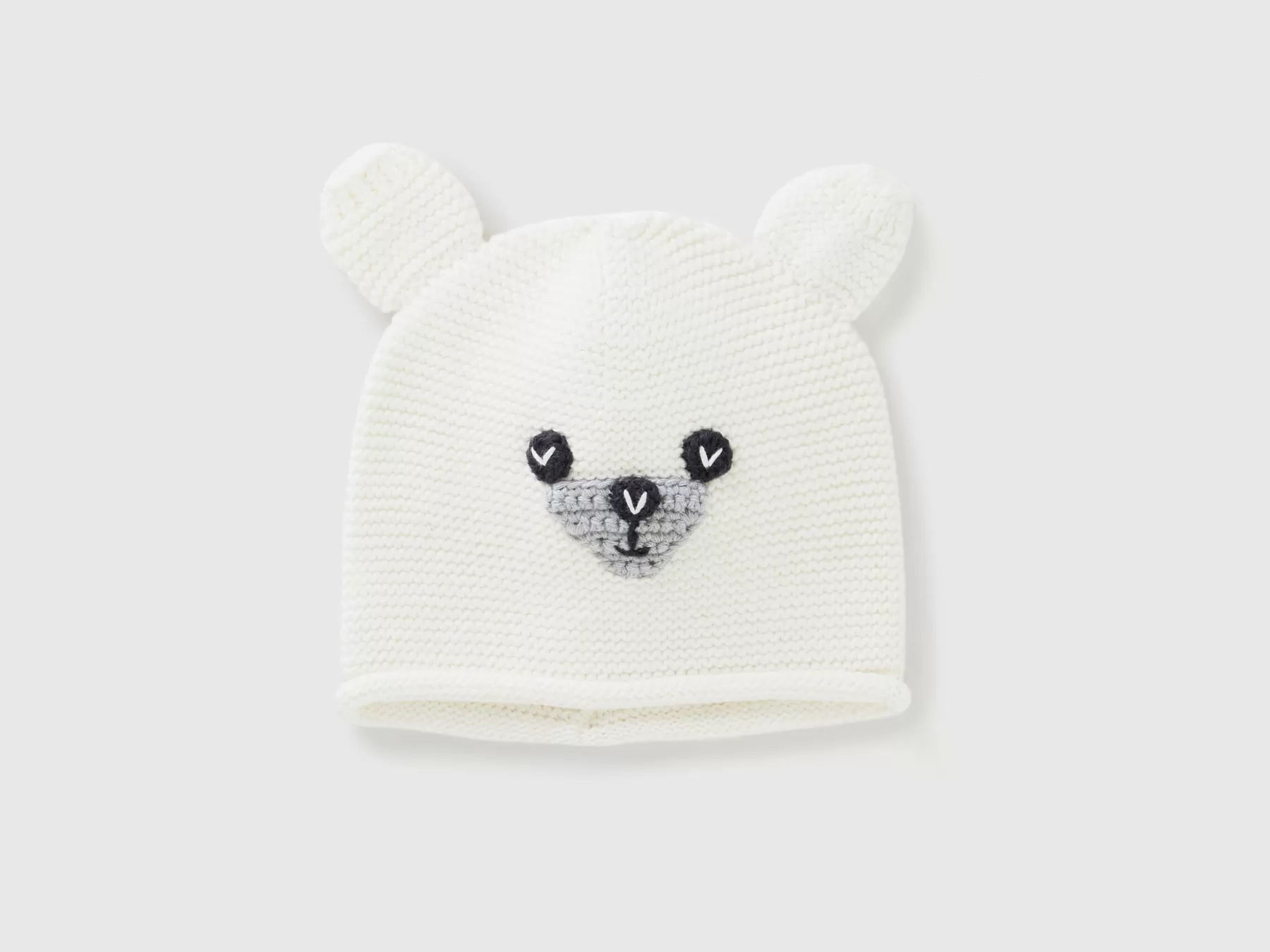 Benetton Cappellino Tricot Con Applicazioni Bianco Panna Flash Sale