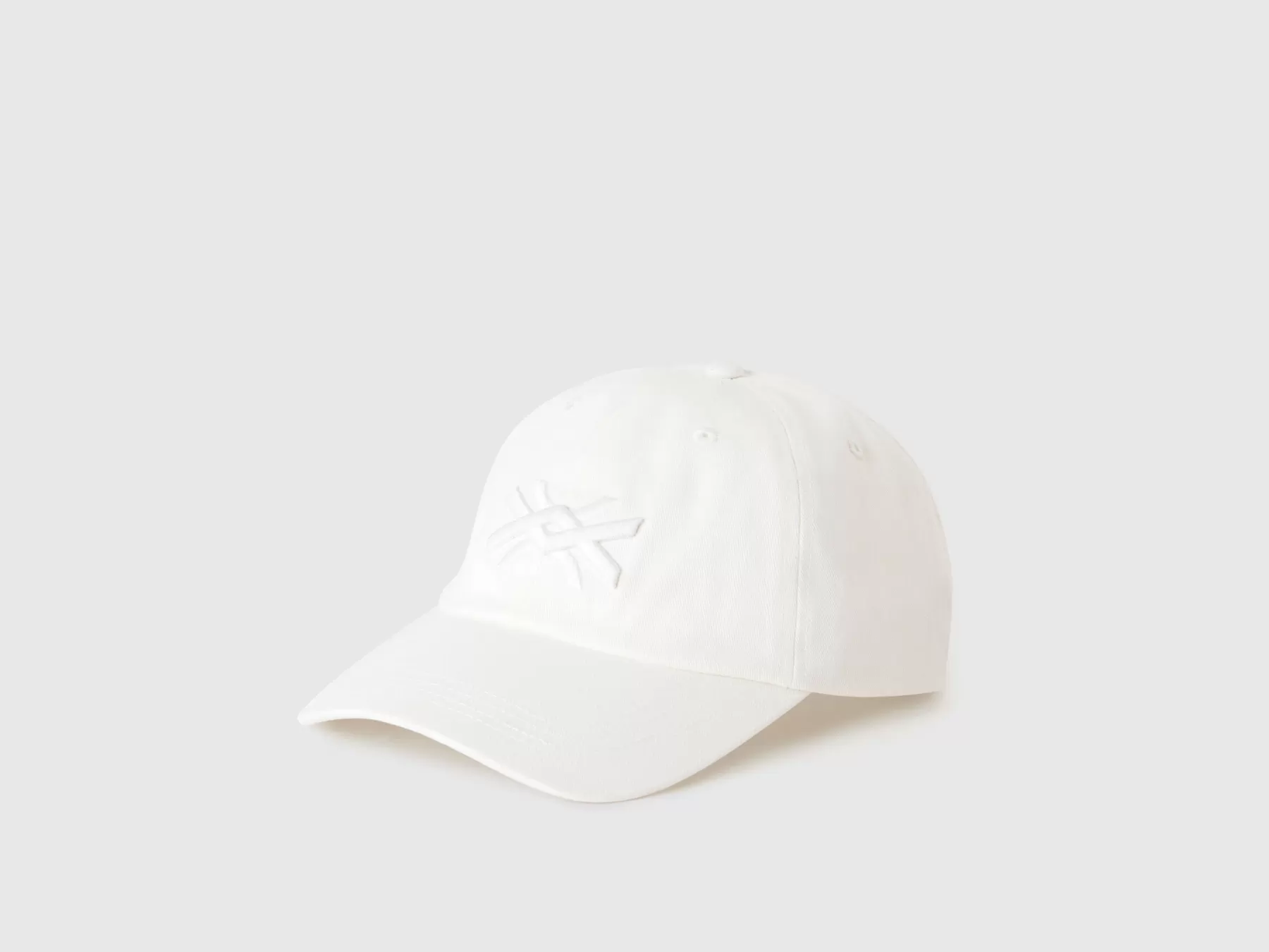 Benetton Cappellinocon Logo Ricamato Bianco Discount