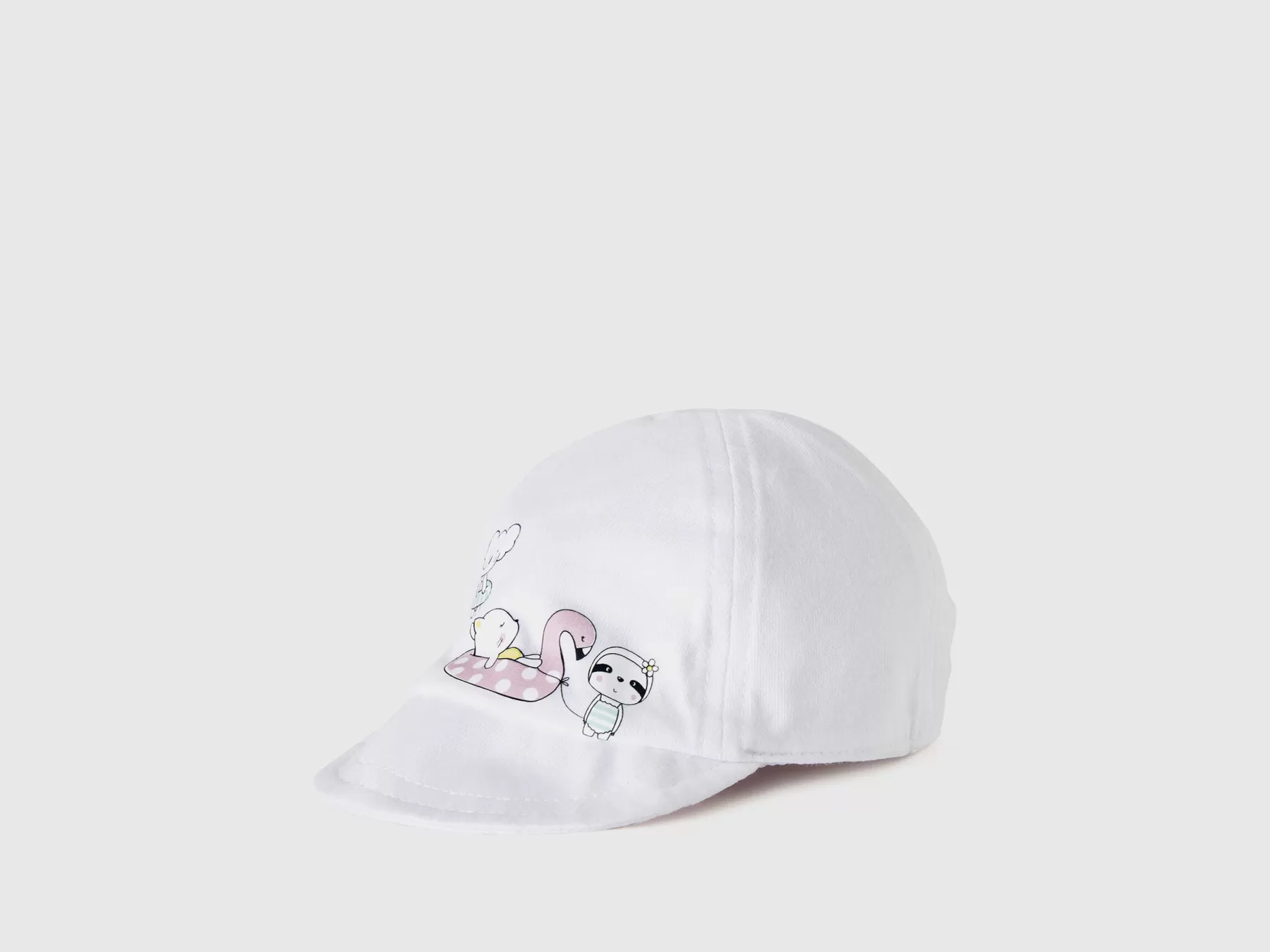 Benetton Cappello Baseball Con Stampa Bianco Outlet