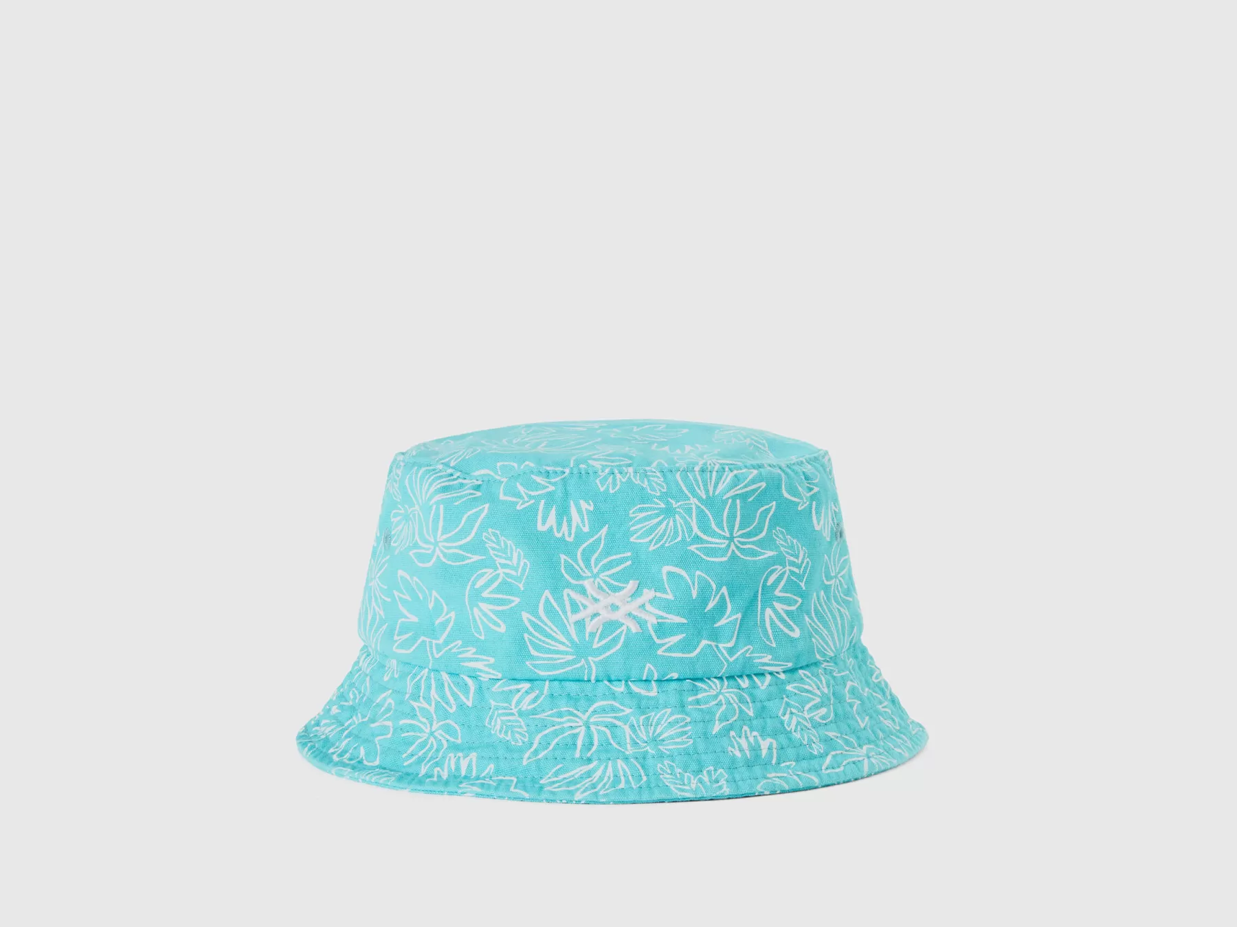 Benetton Cappellocon Stampa Foglie Celeste Flash Sale