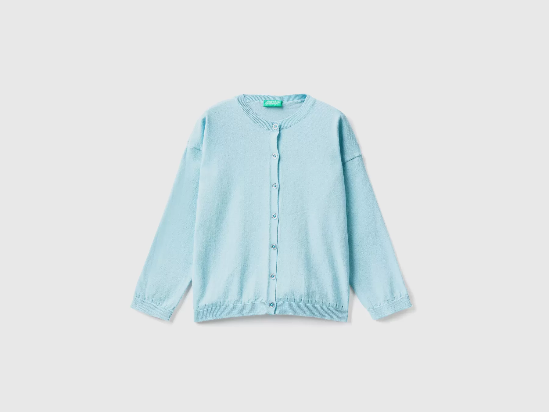 Benetton Cardigan Con Bottoni Glitter Verde Acqua Outlet