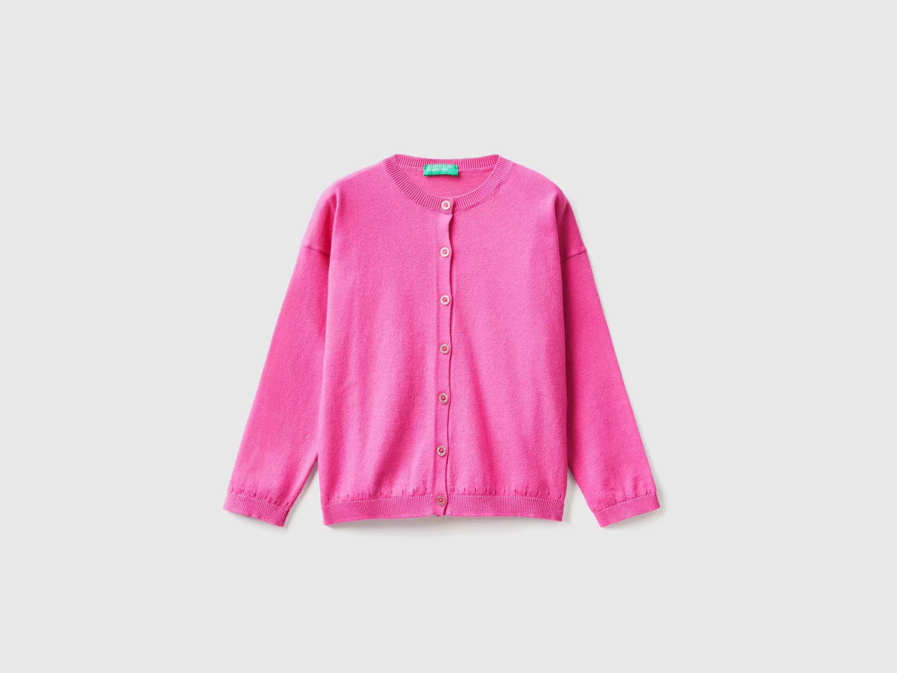 Benetton Cardigan Con Bottoni Glitter Fucsia Online