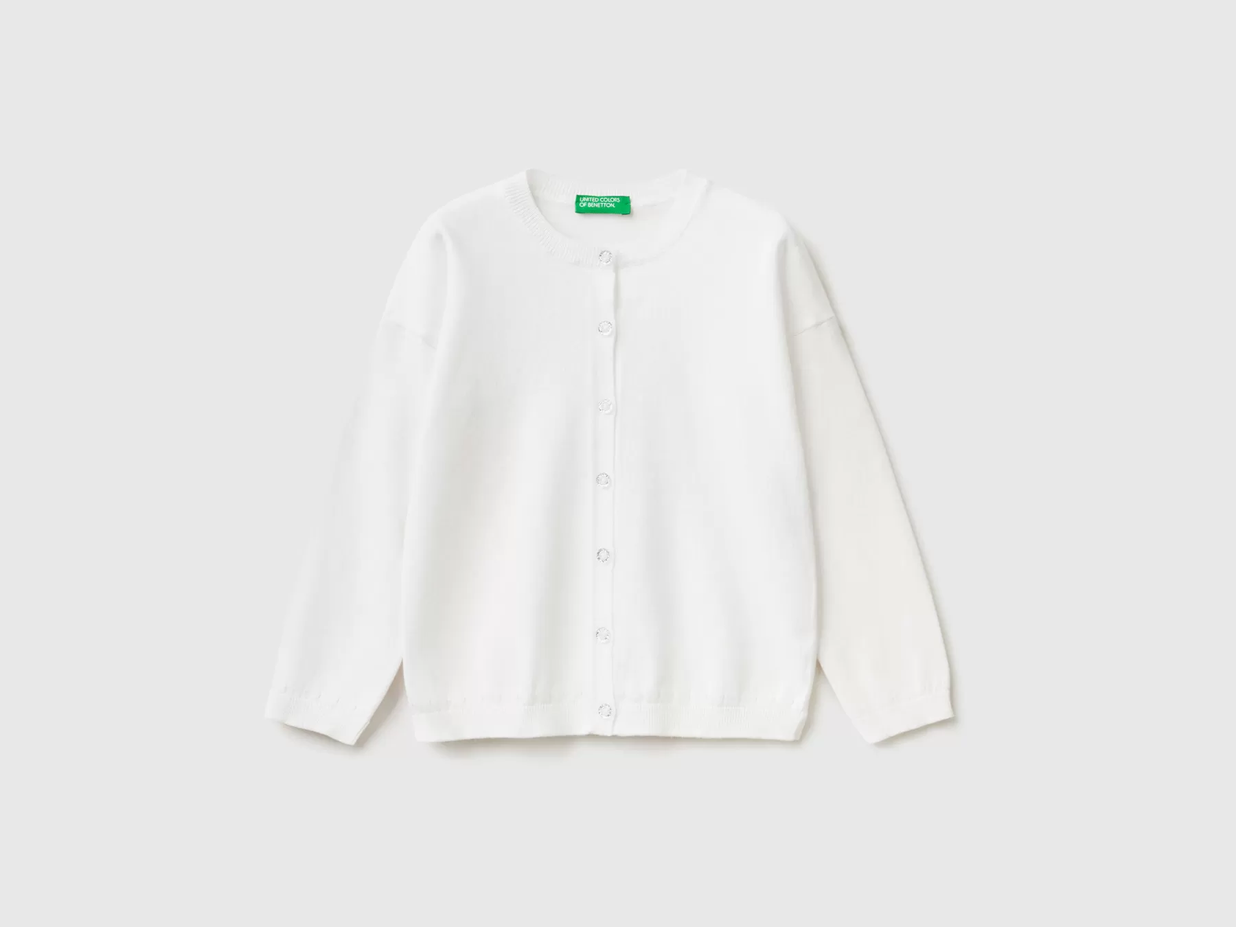 Benetton Cardigan Con Bottoni Glitter Bianco Outlet