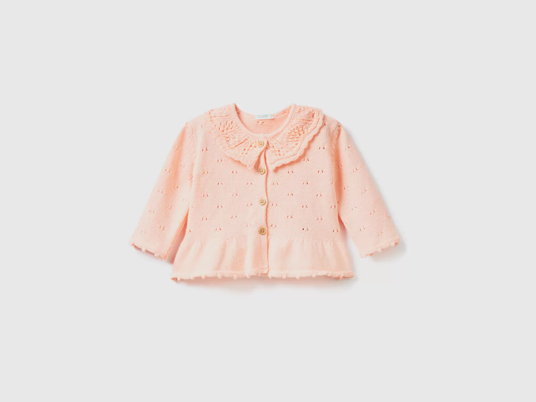 Benetton Cardigan Con Colletto Tricot Rosa Tenue Best Sale